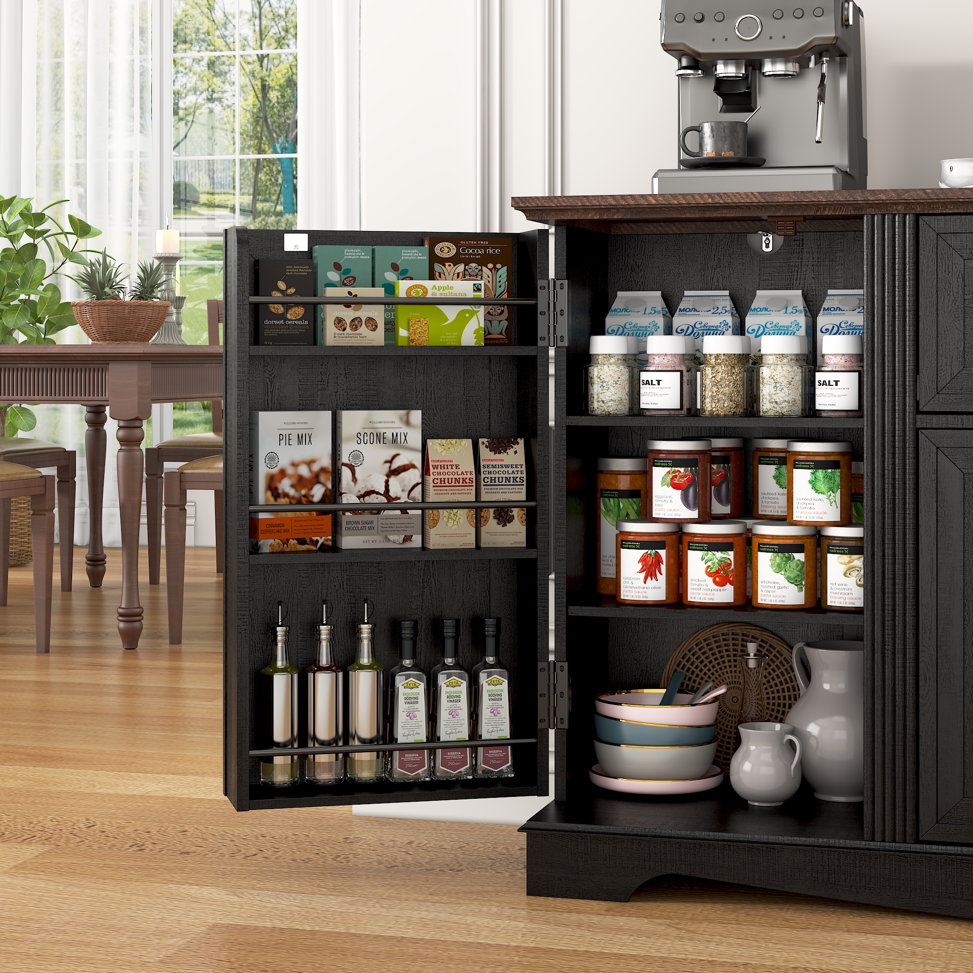 Blotout 65" Sideboard Buffet Cabinet with Storage, Farmhouse Kitchen Pantry Storage Cabinet, Credenza with Drawers, Wood Coffee Bar Cabinet