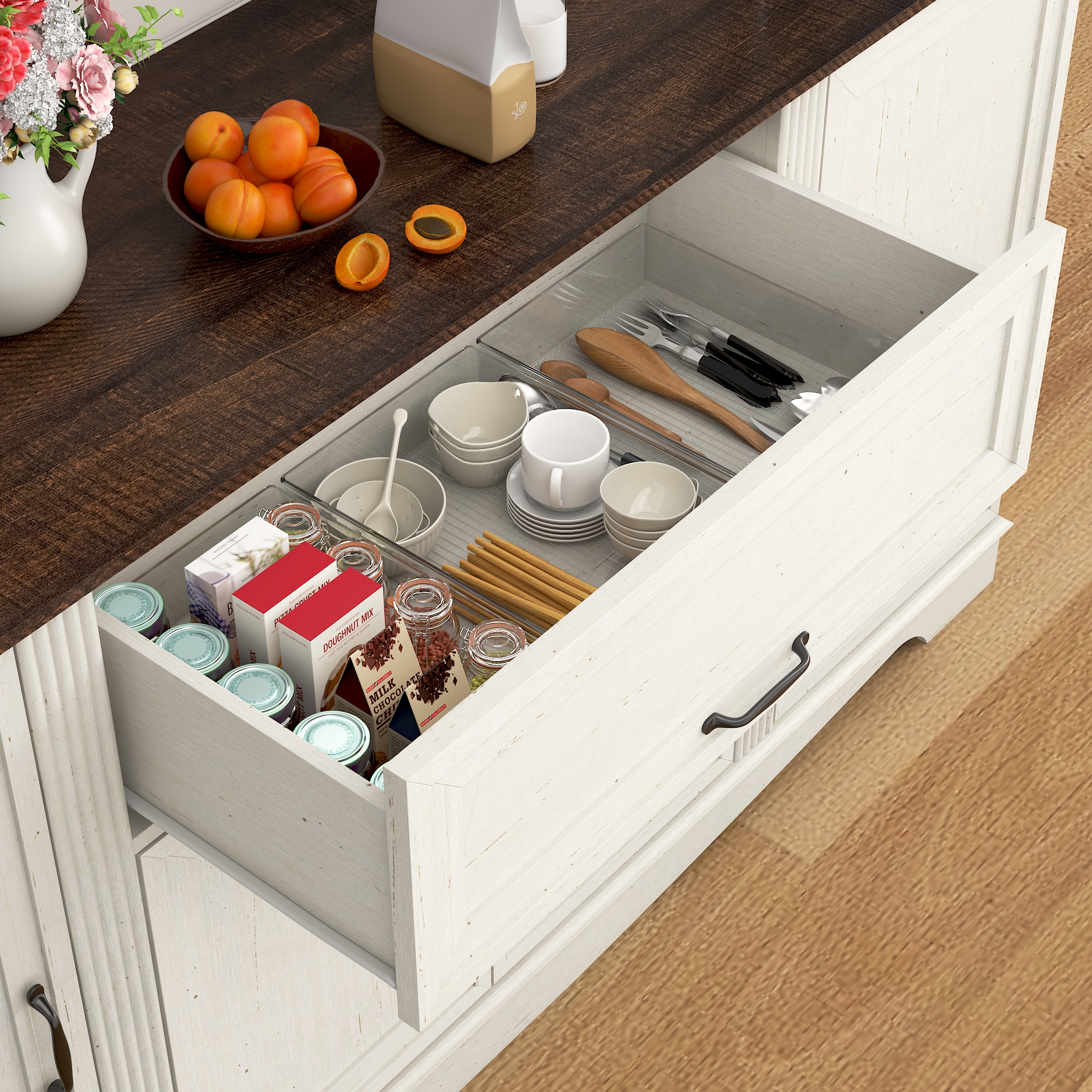 Blotout 65" Sideboard Buffet Cabinet with Storage, Farmhouse Kitchen Pantry Storage Cabinet, Credenza with Drawers, Wood Coffee Bar Cabinet