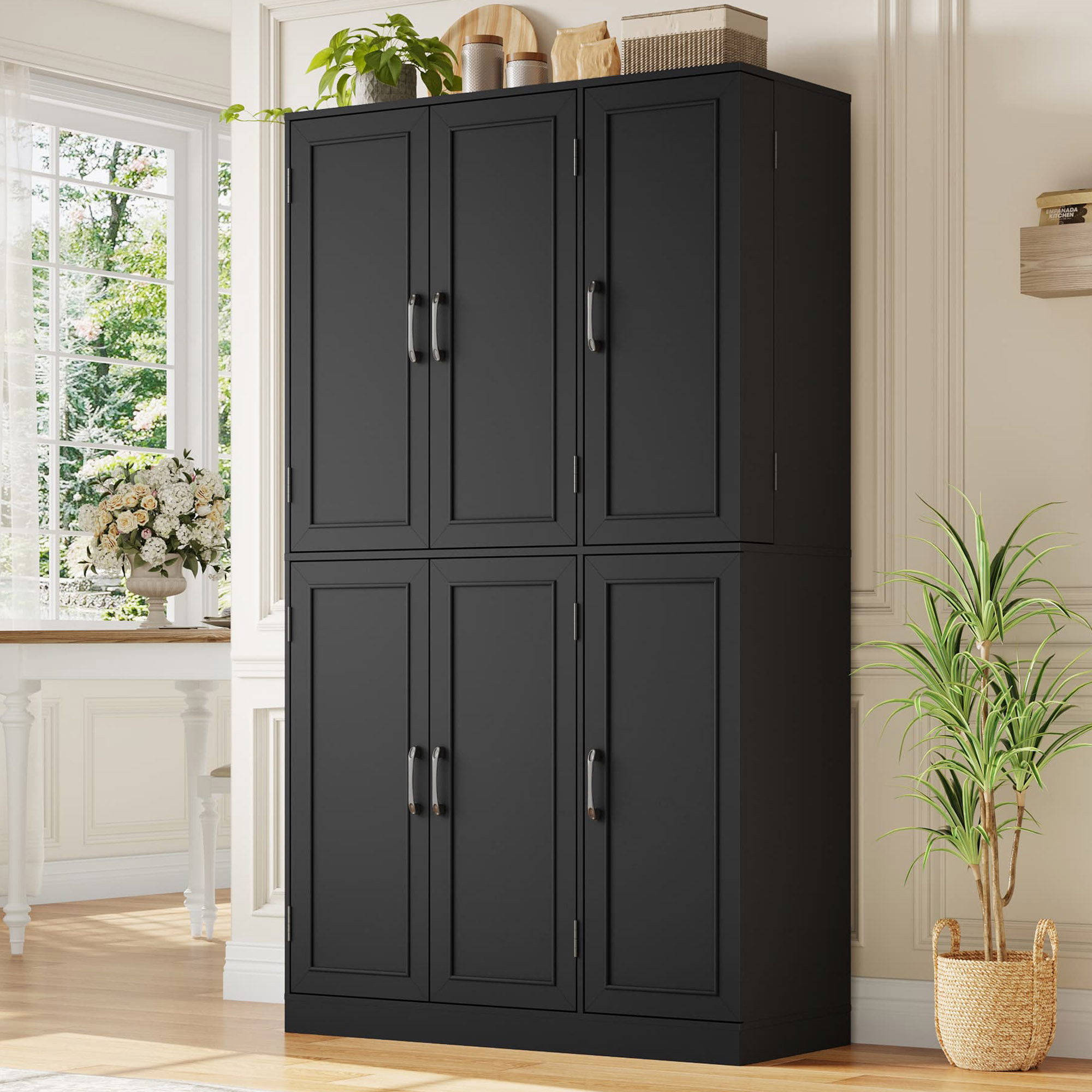 Blotout Kitchen Pantry Cabinet with Pull-Out Shelves & 3-Tier Door Shelves