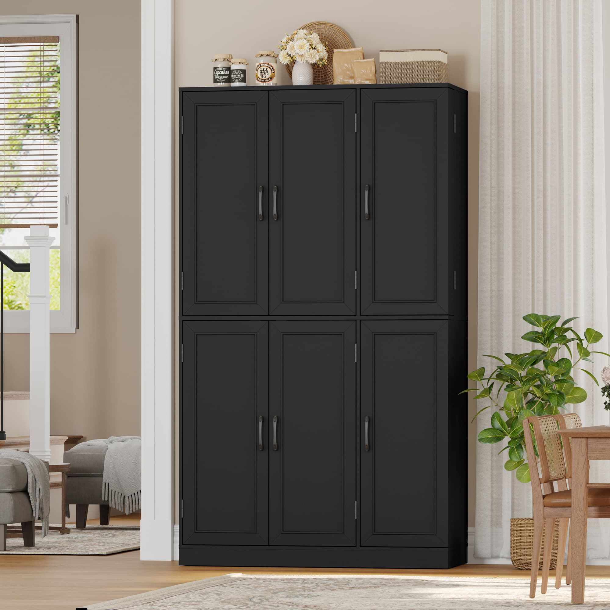 Blotout Kitchen Pantry Cabinet with Pull-Out Shelves & 3-Tier Door Shelves