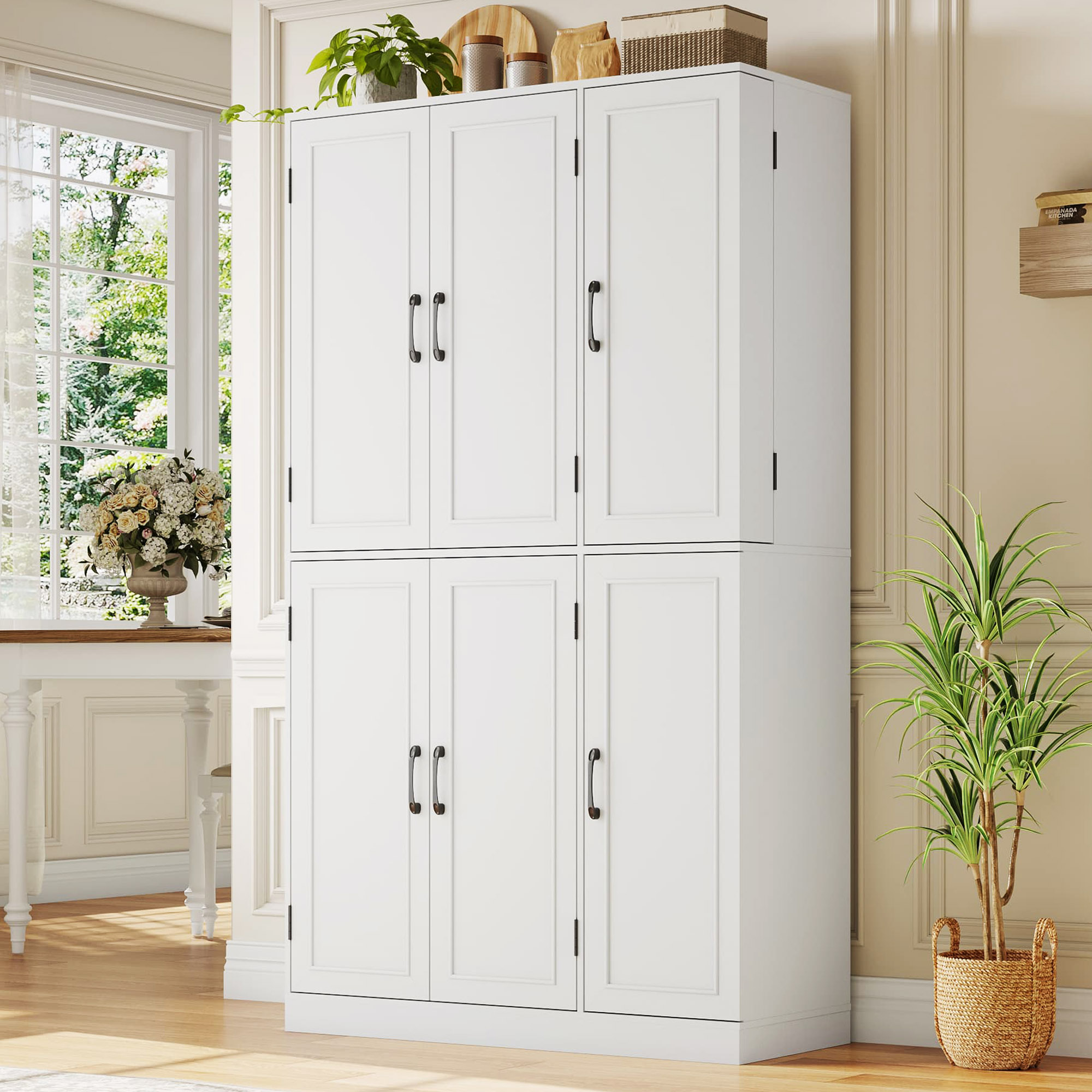 Blotout Kitchen Pantry Cabinet with Pull-Out Shelves & 3-Tier Door Shelves
