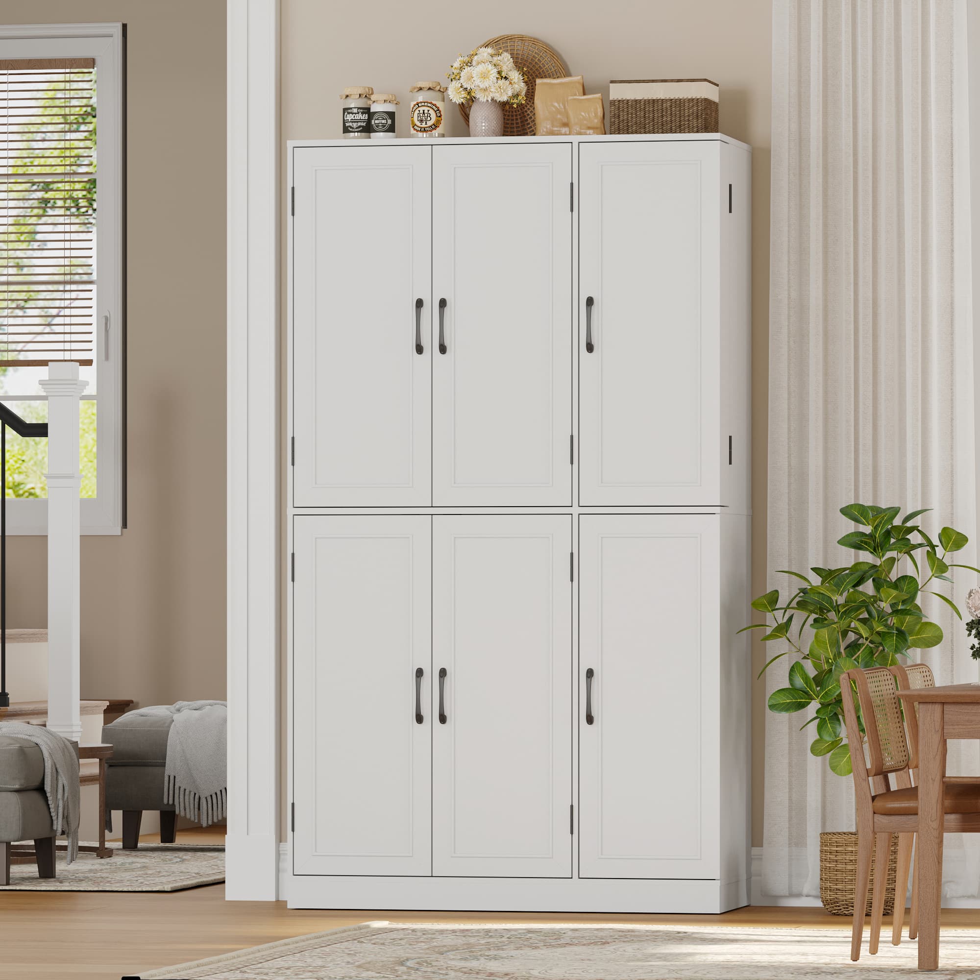 Blotout Kitchen Pantry Cabinet with Pull-Out Shelves & 3-Tier Door Shelves