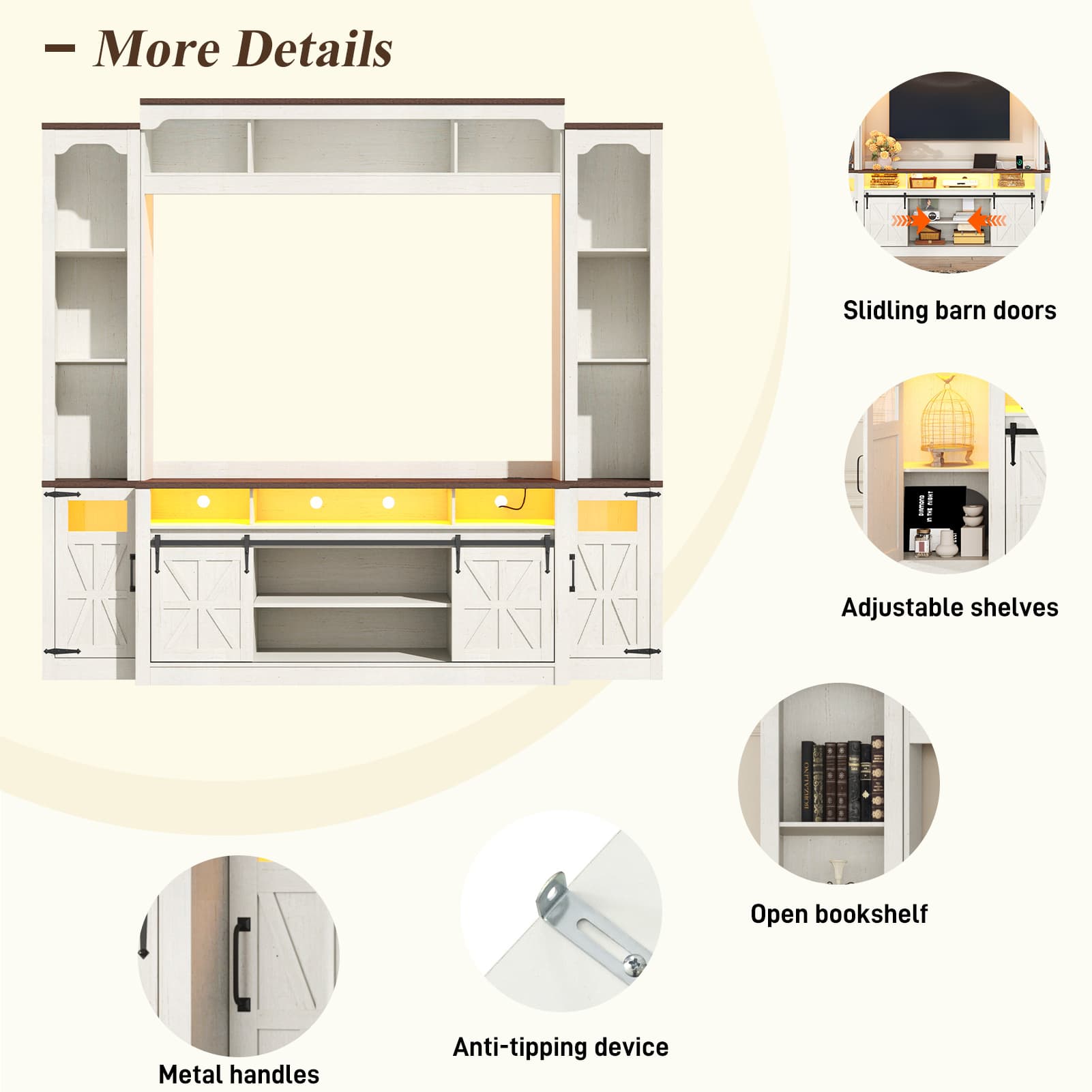 Farmhouse Wall Unit TV Stand with Storage for TVs up to 75"