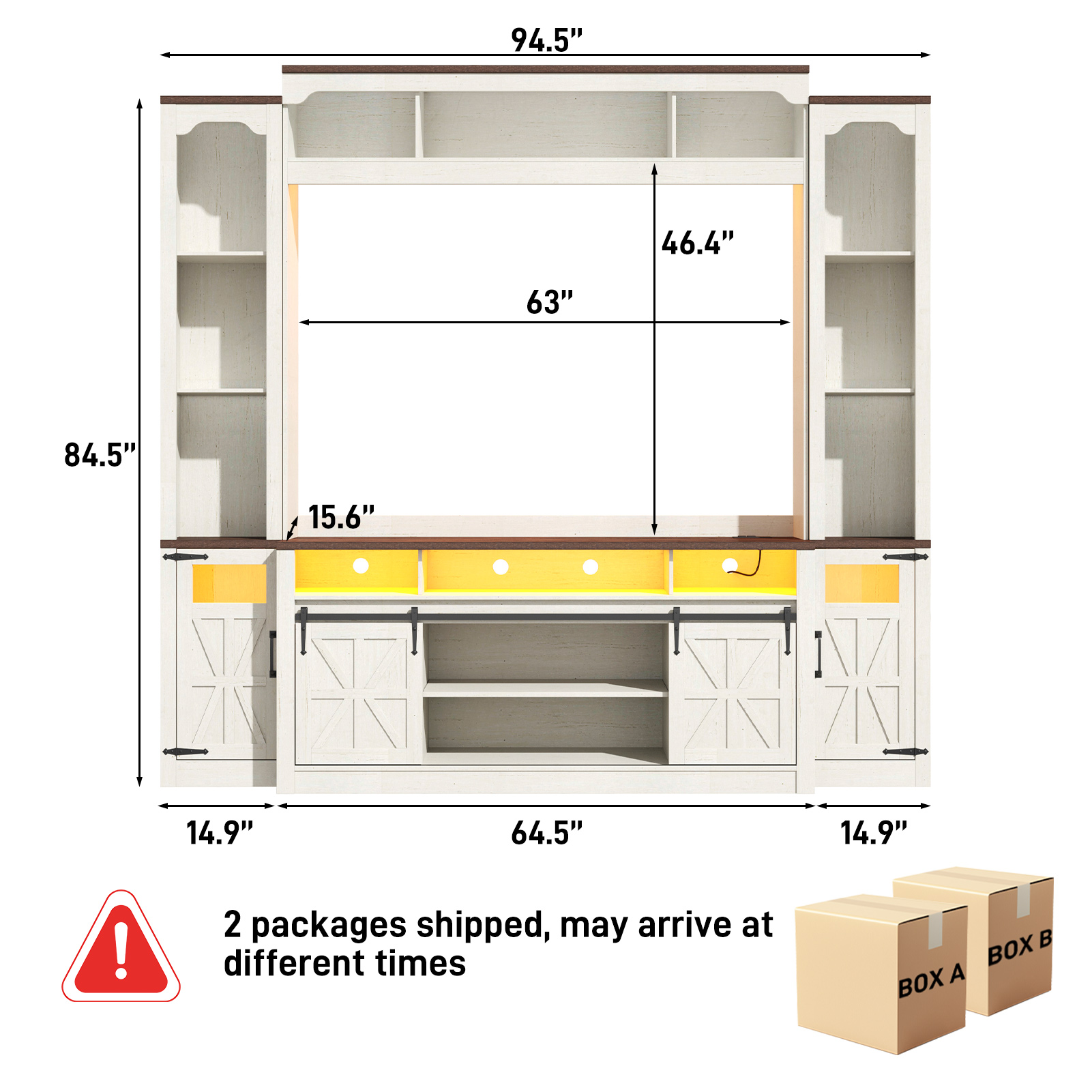 Farmhouse Wall Unit TV Stand with Storage for TVs up to 75"