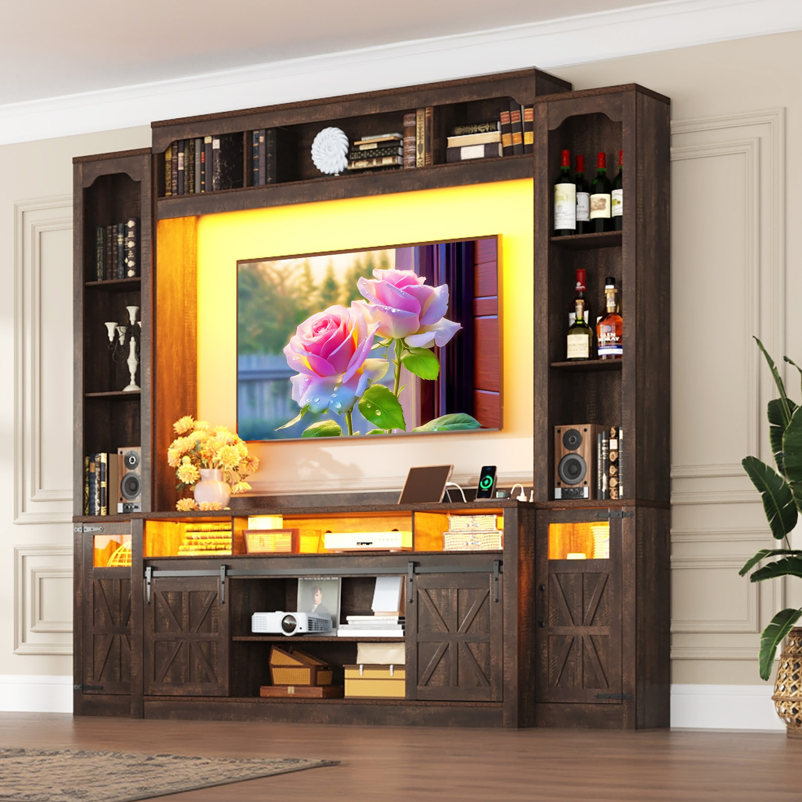 Farmhouse Wall Unit TV Stand with Storage for TVs up to 75"