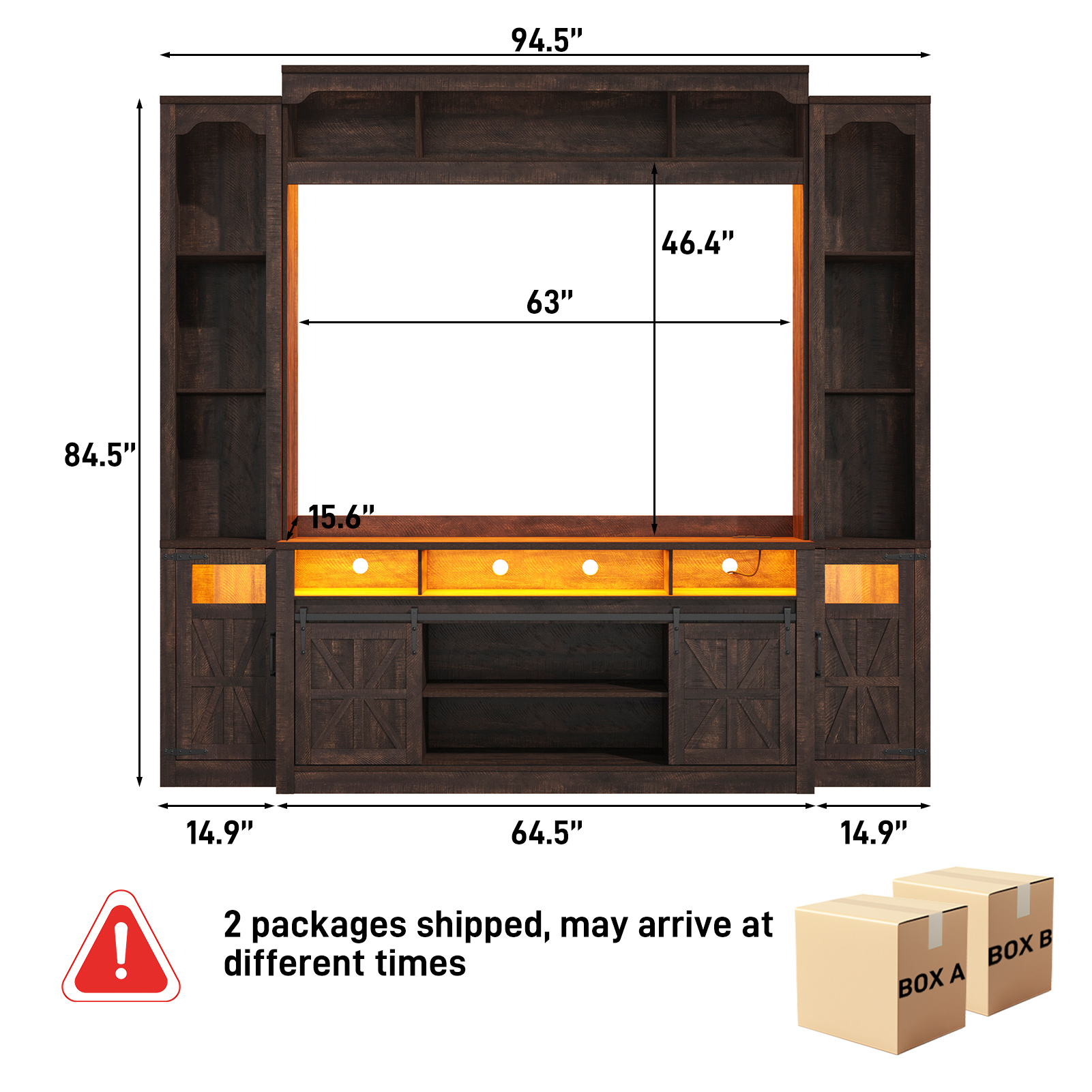 Farmhouse Wall Unit TV Stand with Storage for TVs up to 75"