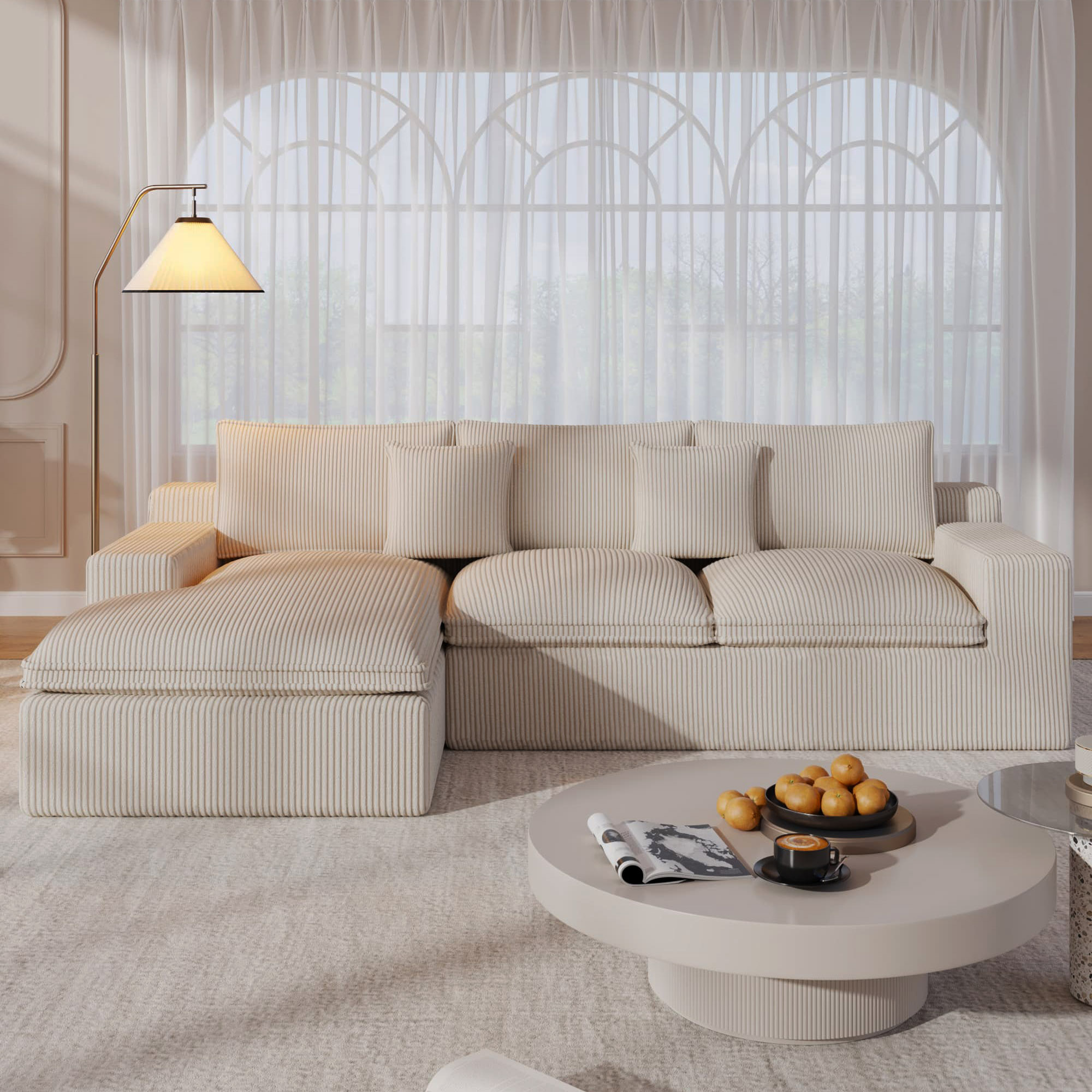 108” Modular Sectional Sofa, Cloud Sectional Couch with Deep Seat