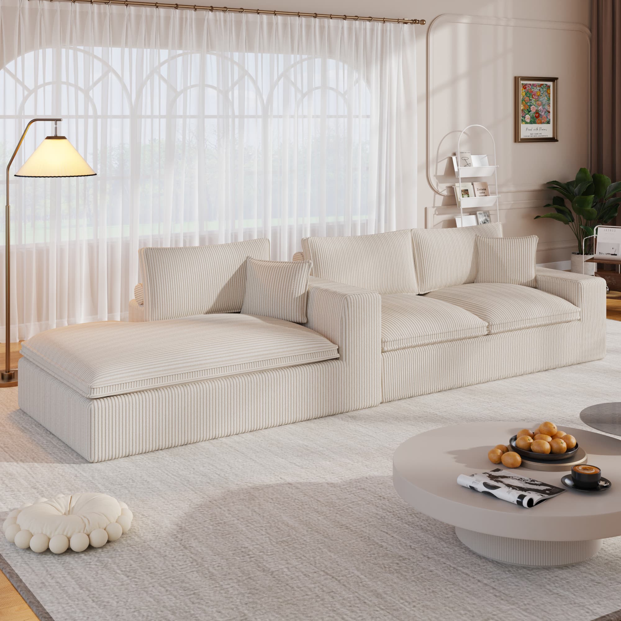 108” Modular Sectional Sofa, Cloud Sectional Couch with Deep Seat