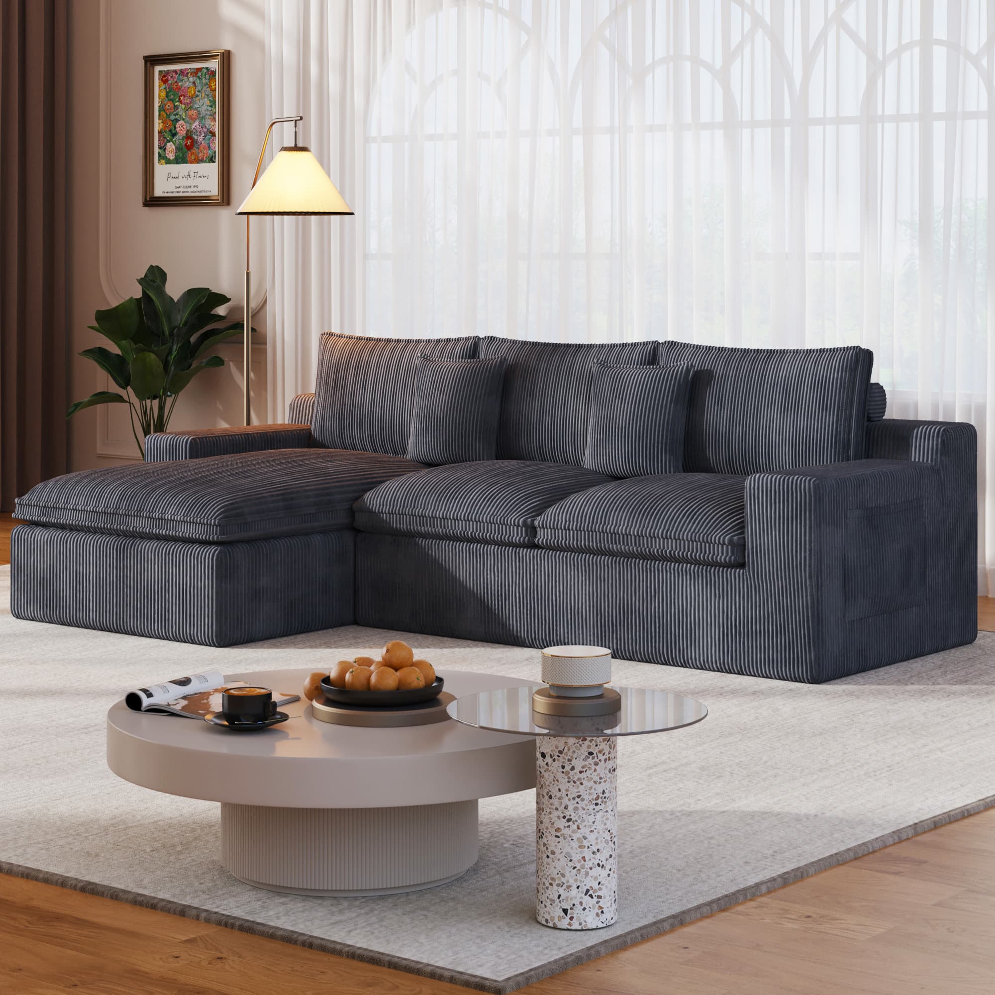 108” Modular Sectional Sofa, Cloud Sectional Couch with Deep Seat
