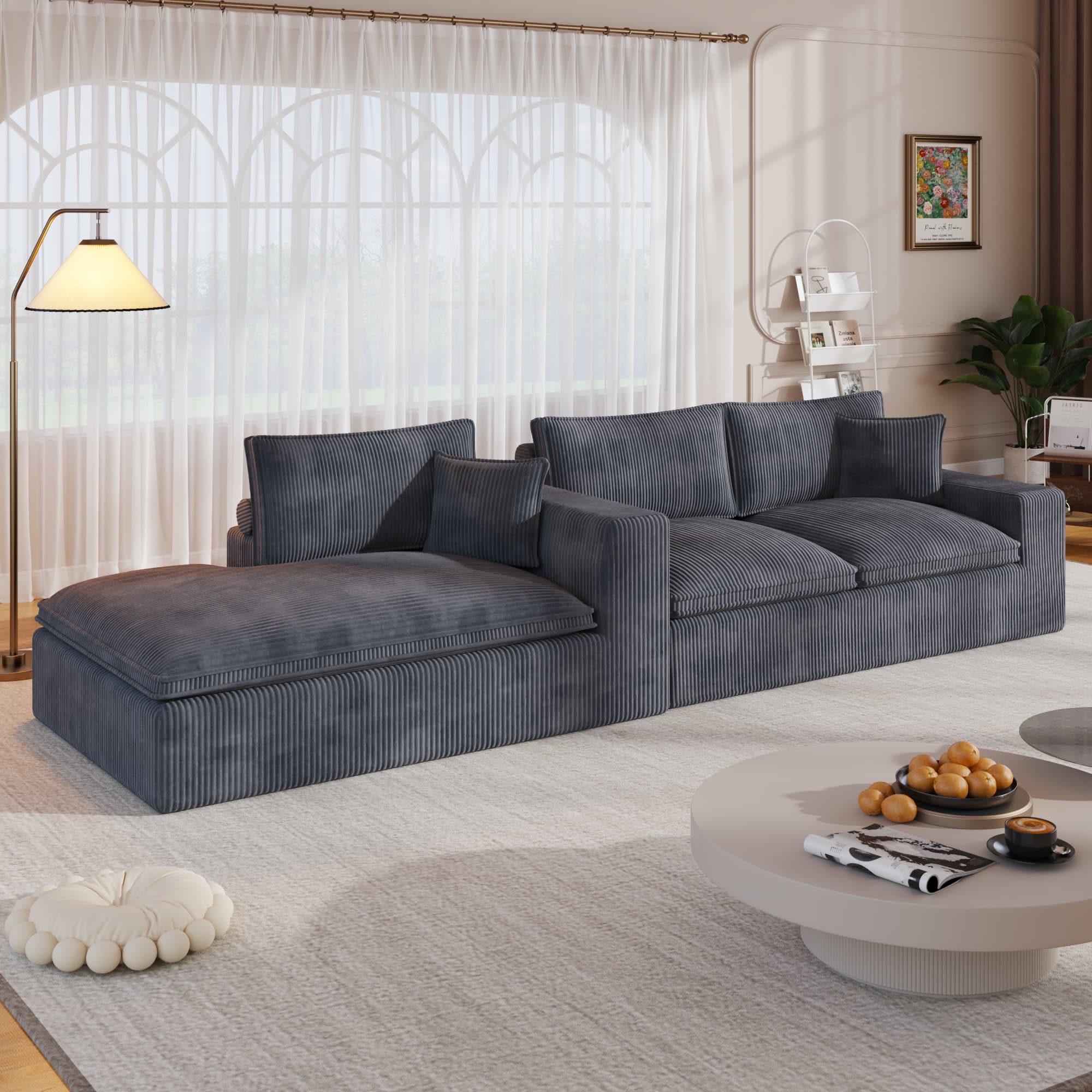 108” Modular Sectional Sofa, Cloud Sectional Couch with Deep Seat