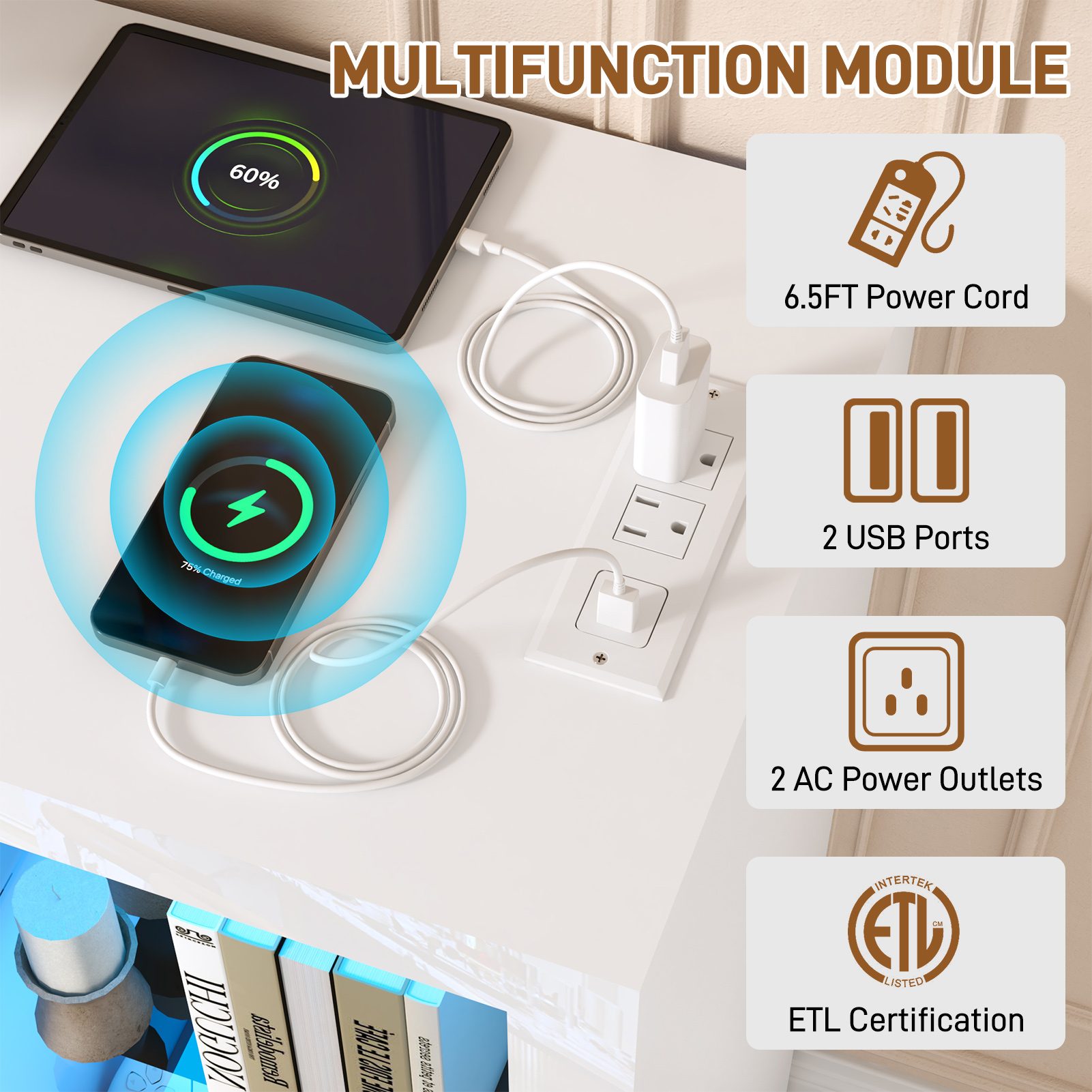 Blotout 82'' Fireplace TV Stand for 90/95''TV with 50'' Fireplace, LED Modern High Gloss Entertainment Center with Power Outlet, 4 Drawers, Adjustable Shelf, 2-Tier TV Console Cabinet, White