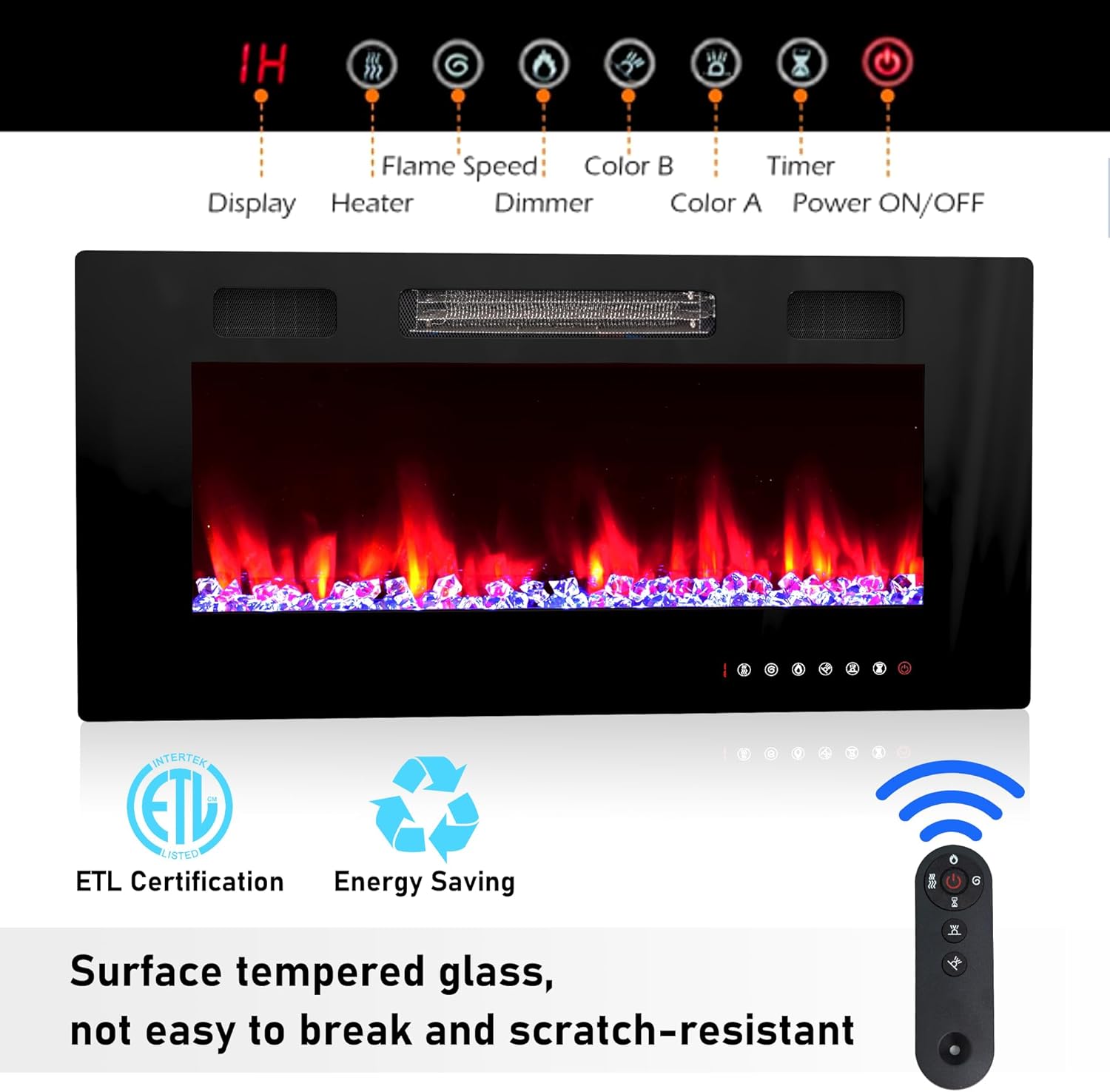 Farmhouse TV Stand with 36” Fireplace for 70/75/80 Inch TVs