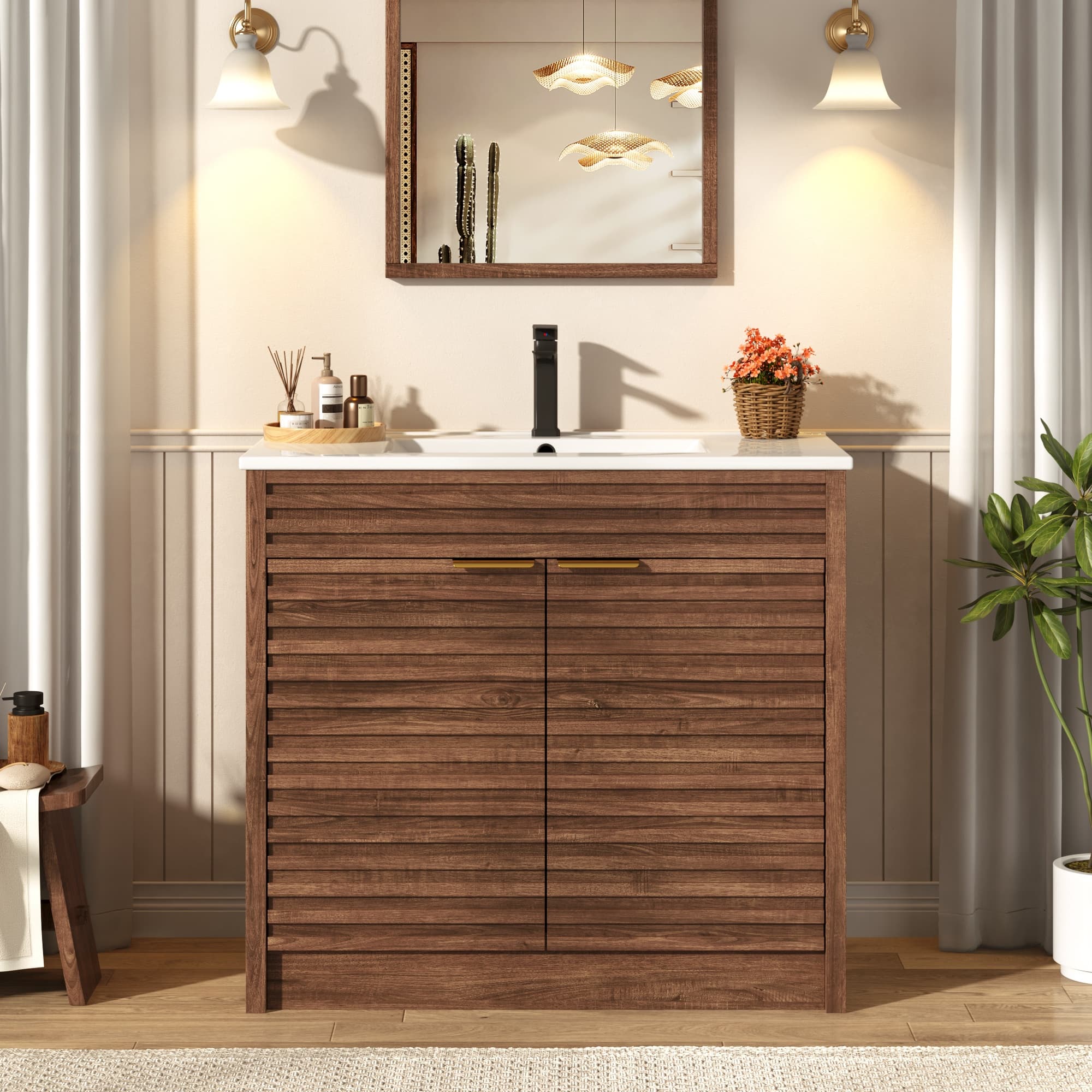 36" Modern Bathroom Vanity with Sink and Faucet Combo