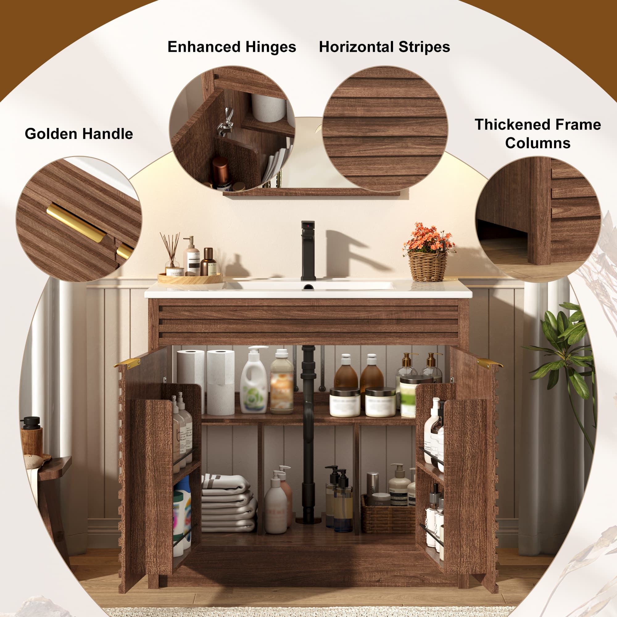 36" Modern Bathroom Vanity with Sink and Faucet Combo
