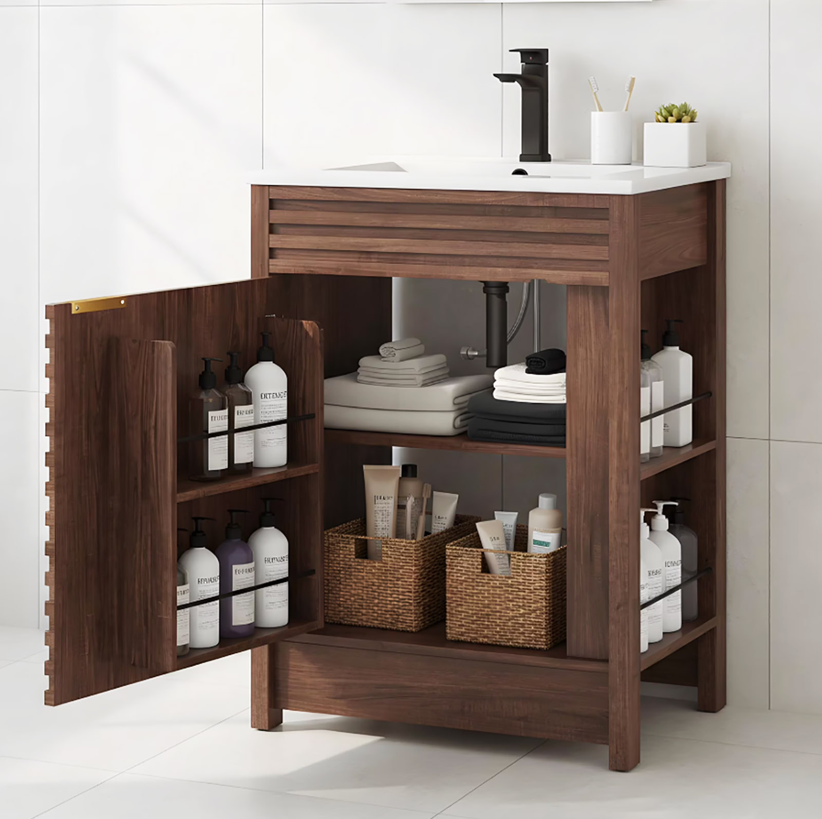 36" Modern Bathroom Vanity with Sink and Faucet Combo