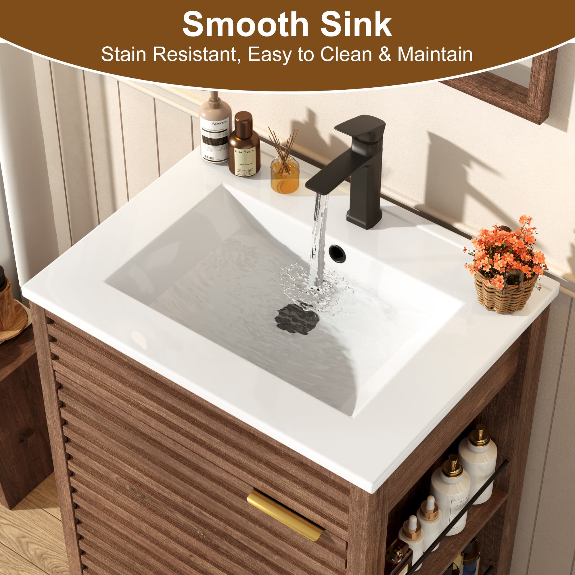 36" Modern Bathroom Vanity with Sink and Faucet Combo