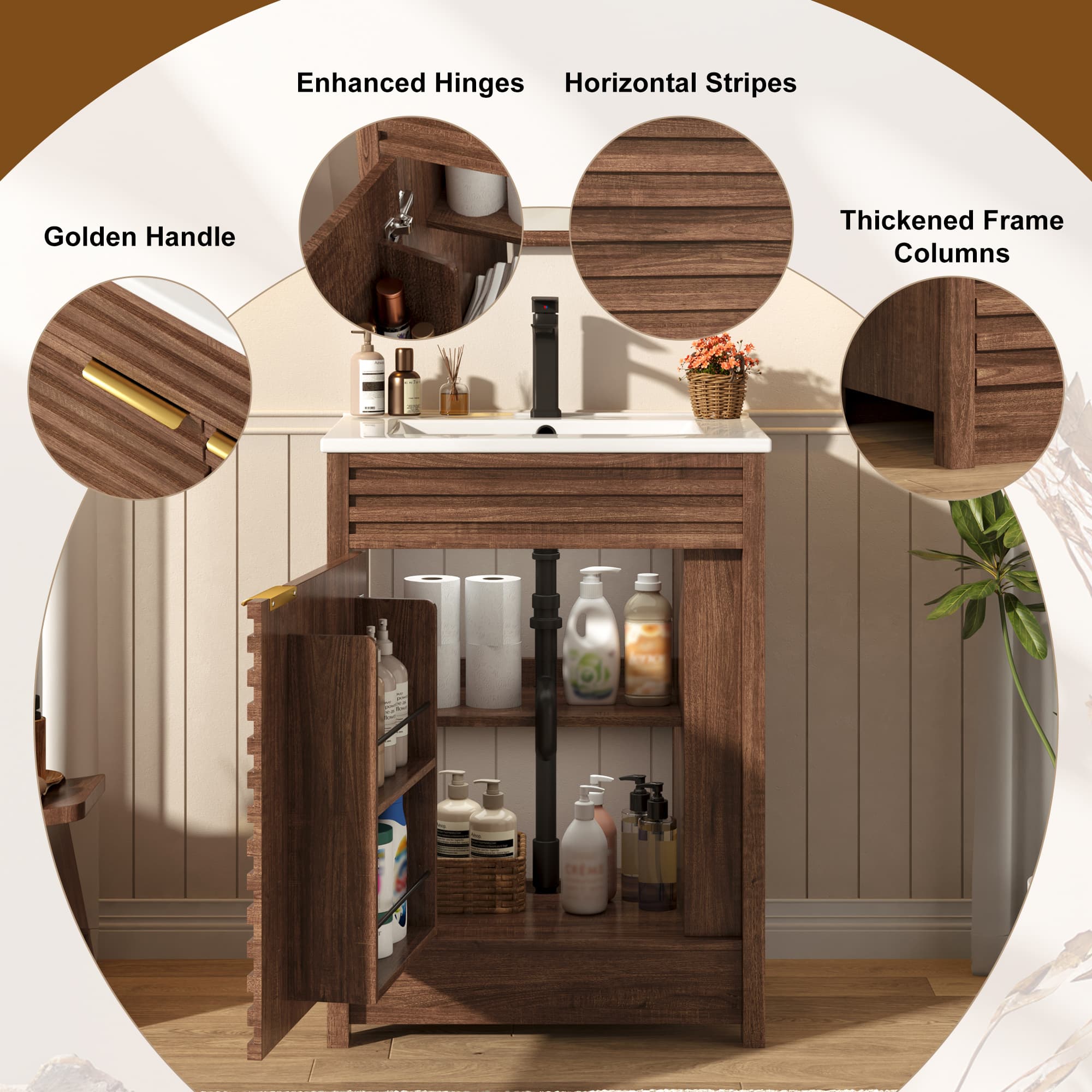 36" Modern Bathroom Vanity with Sink and Faucet Combo