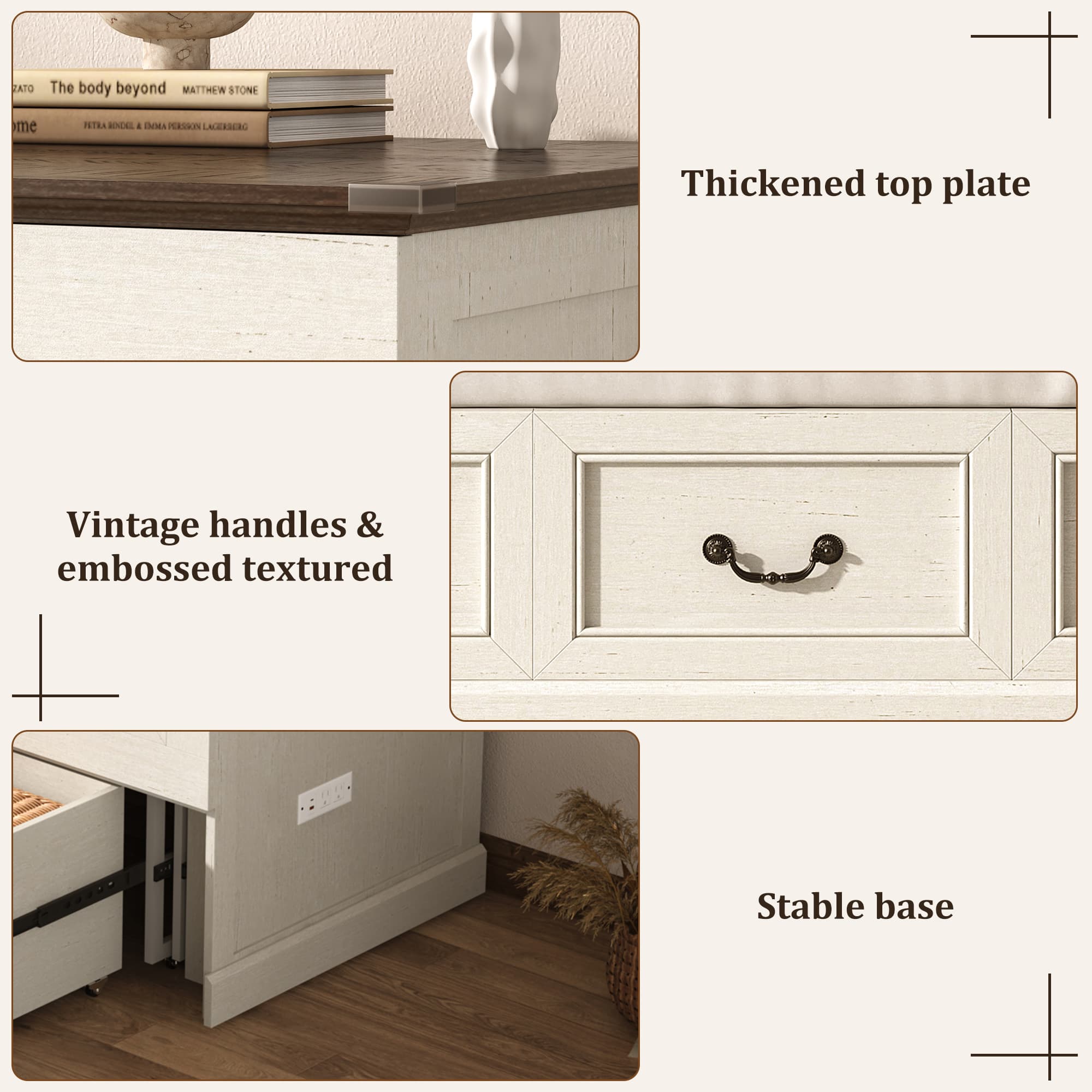 Murphy Cabinet Bed with Large Drawer and Power Charging Station,Farmhouse Chest Bed for Living Room/Guest Room, No Wall Mounting Required