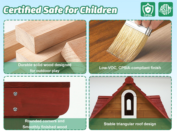 ANPOO Outdoor Wooden Kids Playhouse, Large Play House with Bench/Table/Kitchen/Flower Pot Holders/Toys, Outdoor Play Toy Gift for Ages 3+