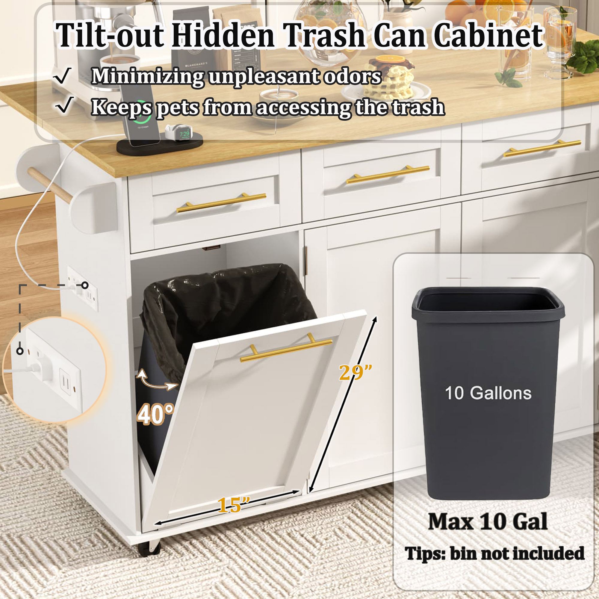 Blotout Mobile Kitchen Island Cart