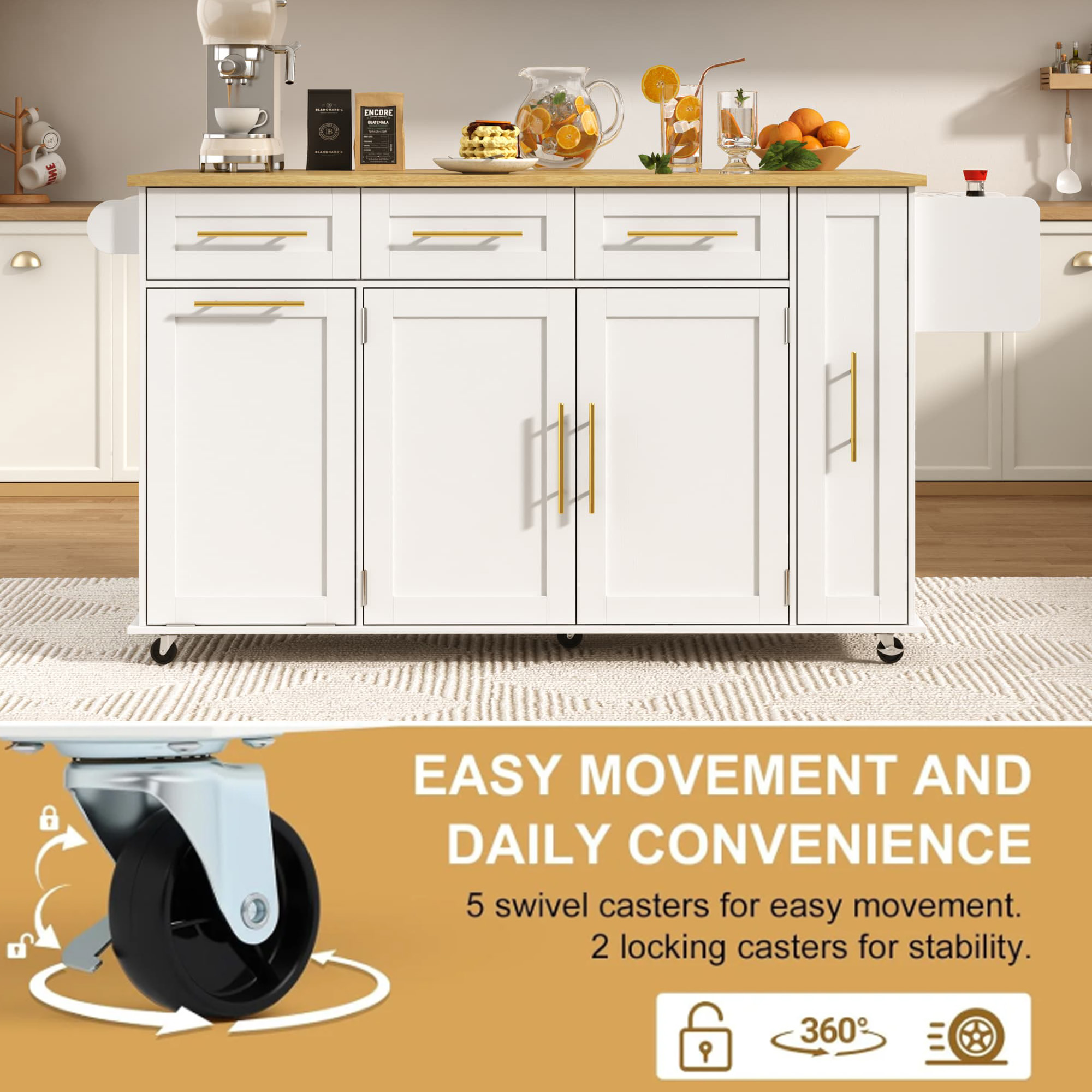 Blotout Mobile Kitchen Island Cart