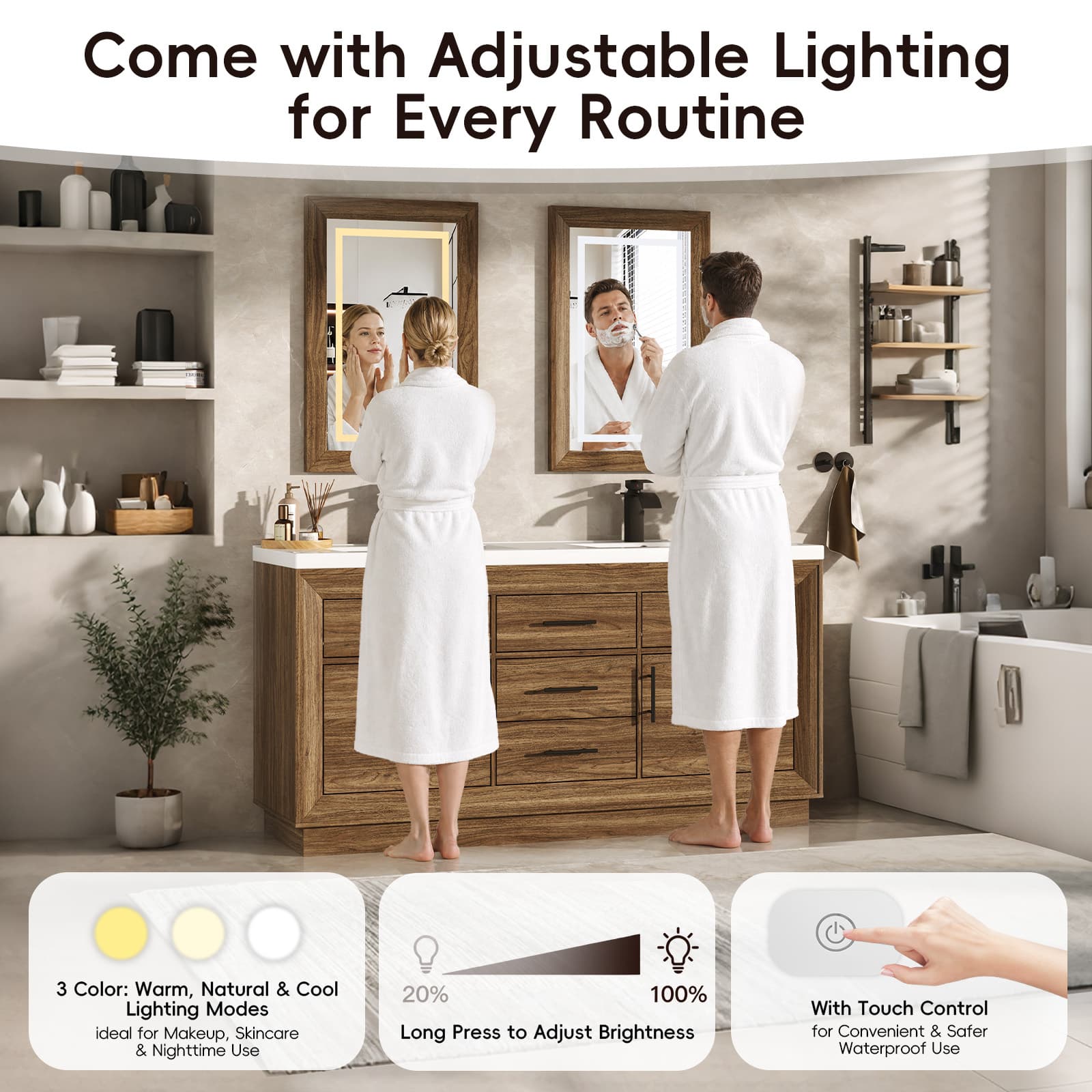60 inch Bathroom Vanity with Sink and Mirror Faucets