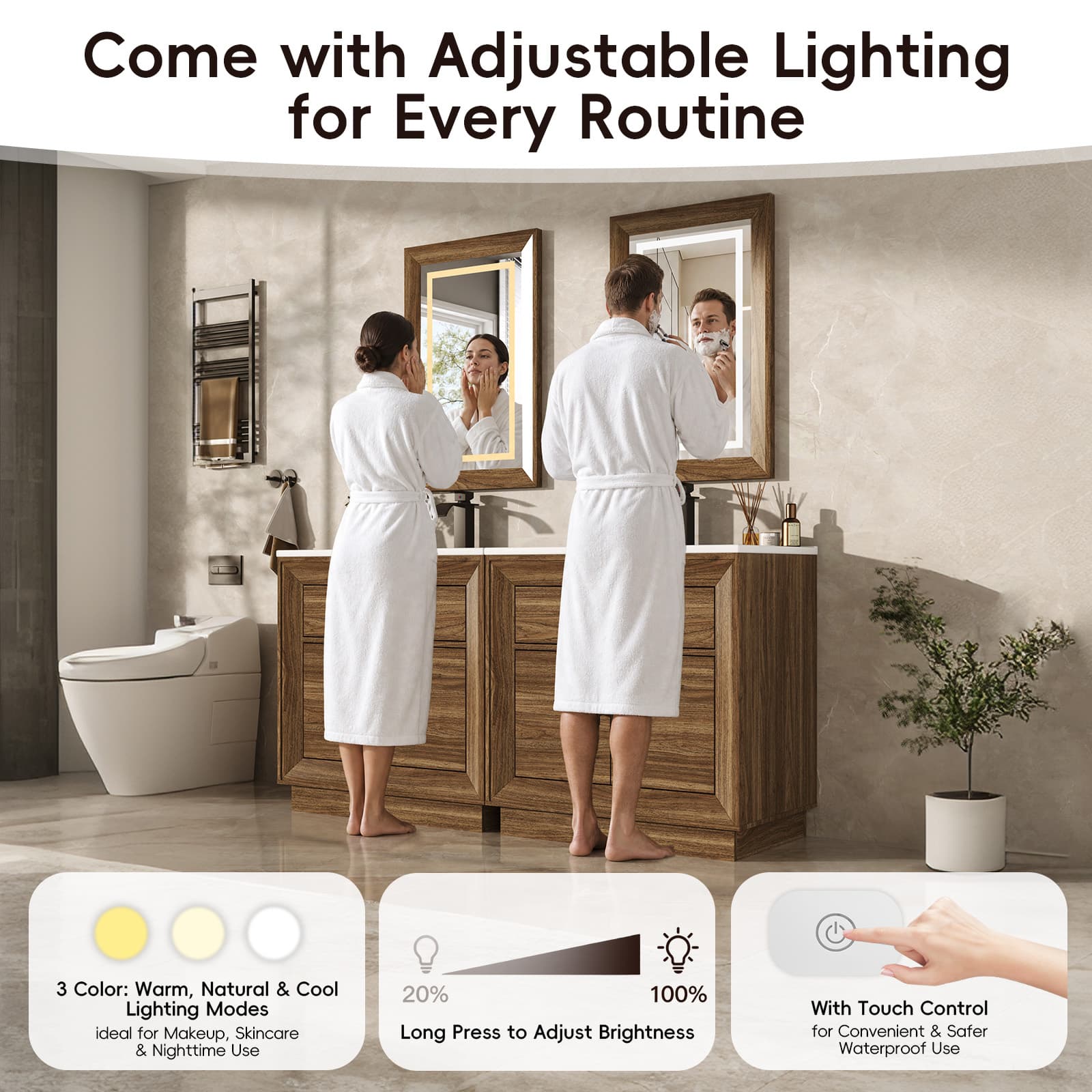 30" Modern Bathroom Vanity Set with Ceramic Sink, LED Mirror