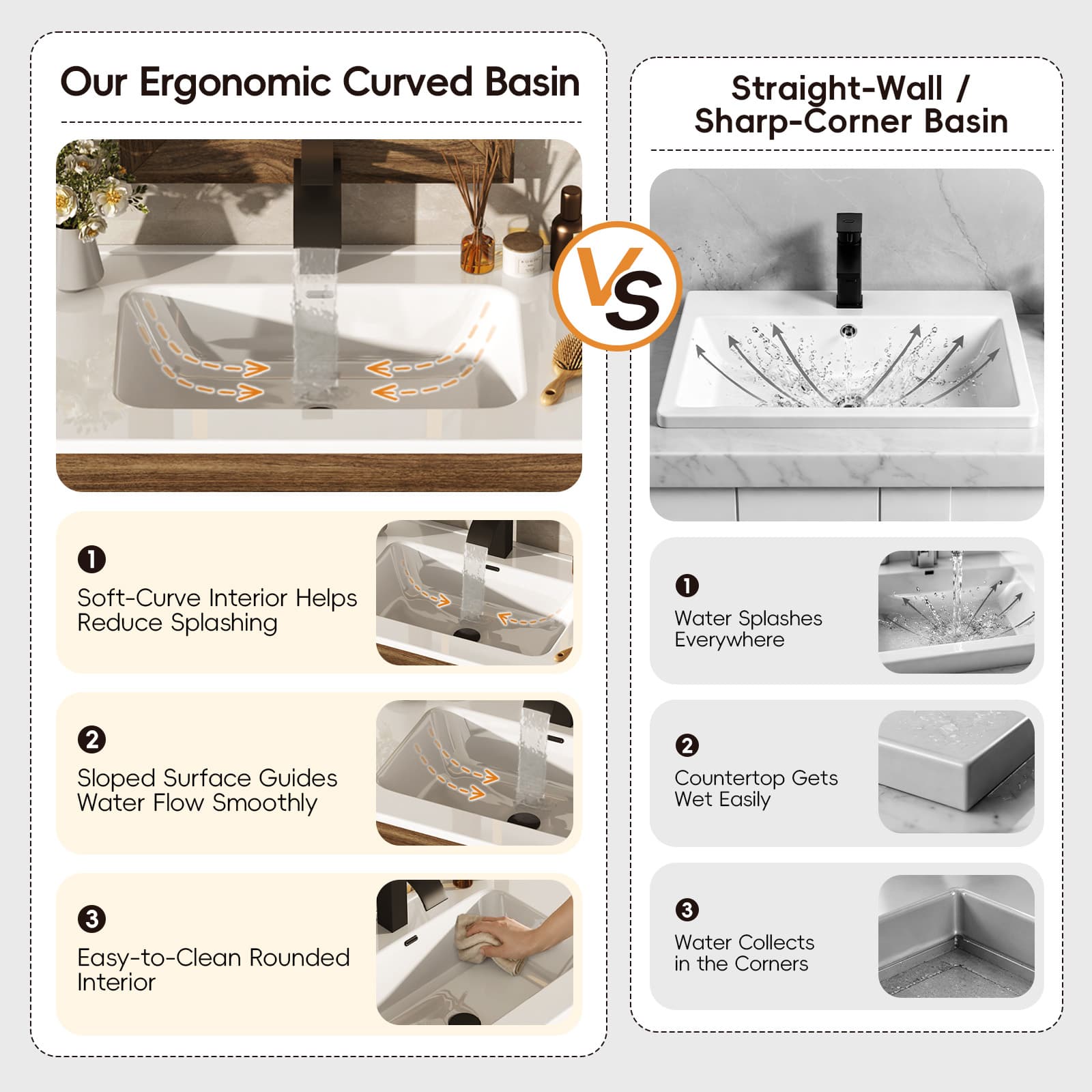 30" Modern Bathroom Vanity Set with Ceramic Sink, LED Mirror