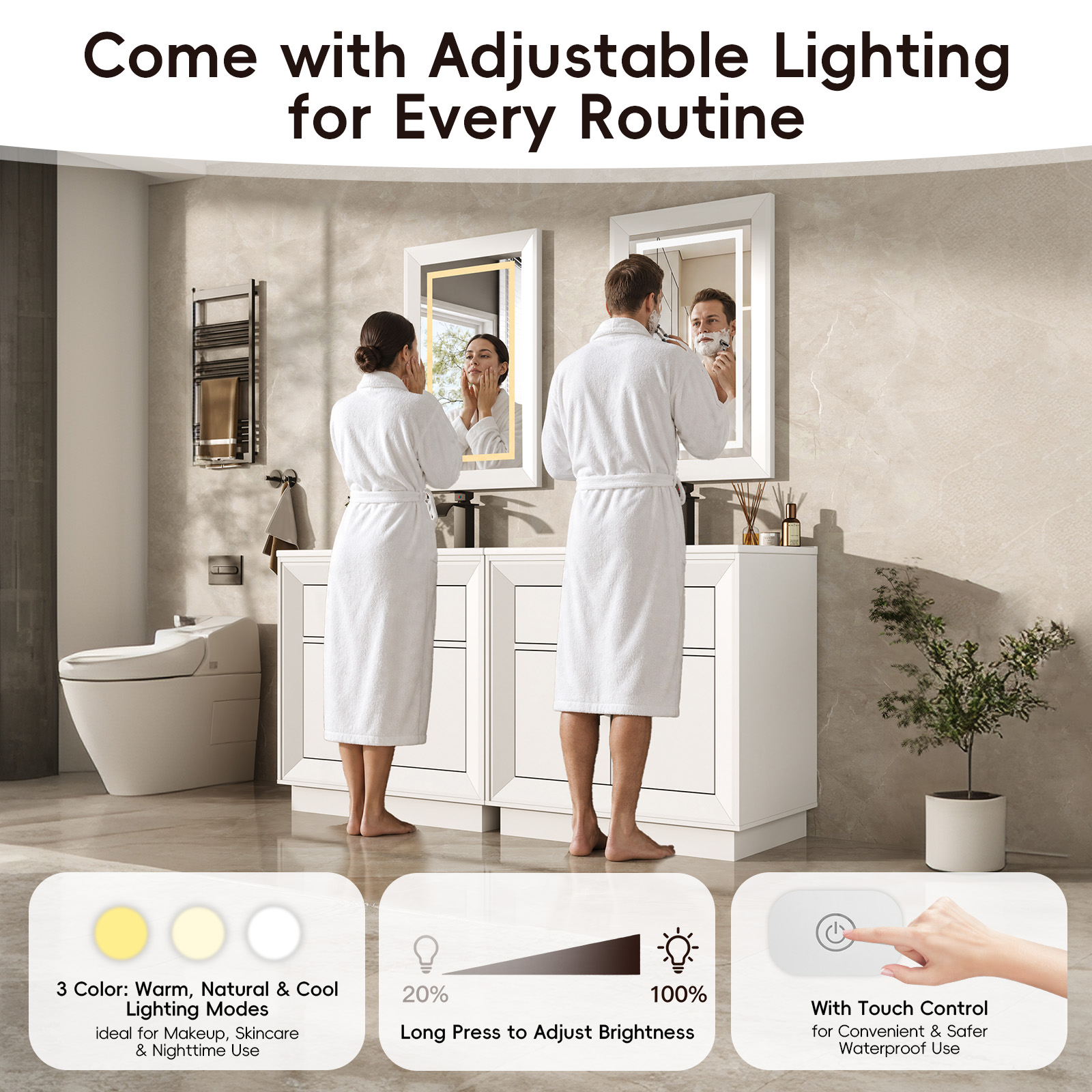30" Modern Bathroom Vanity Set with Ceramic Sink, LED Mirror