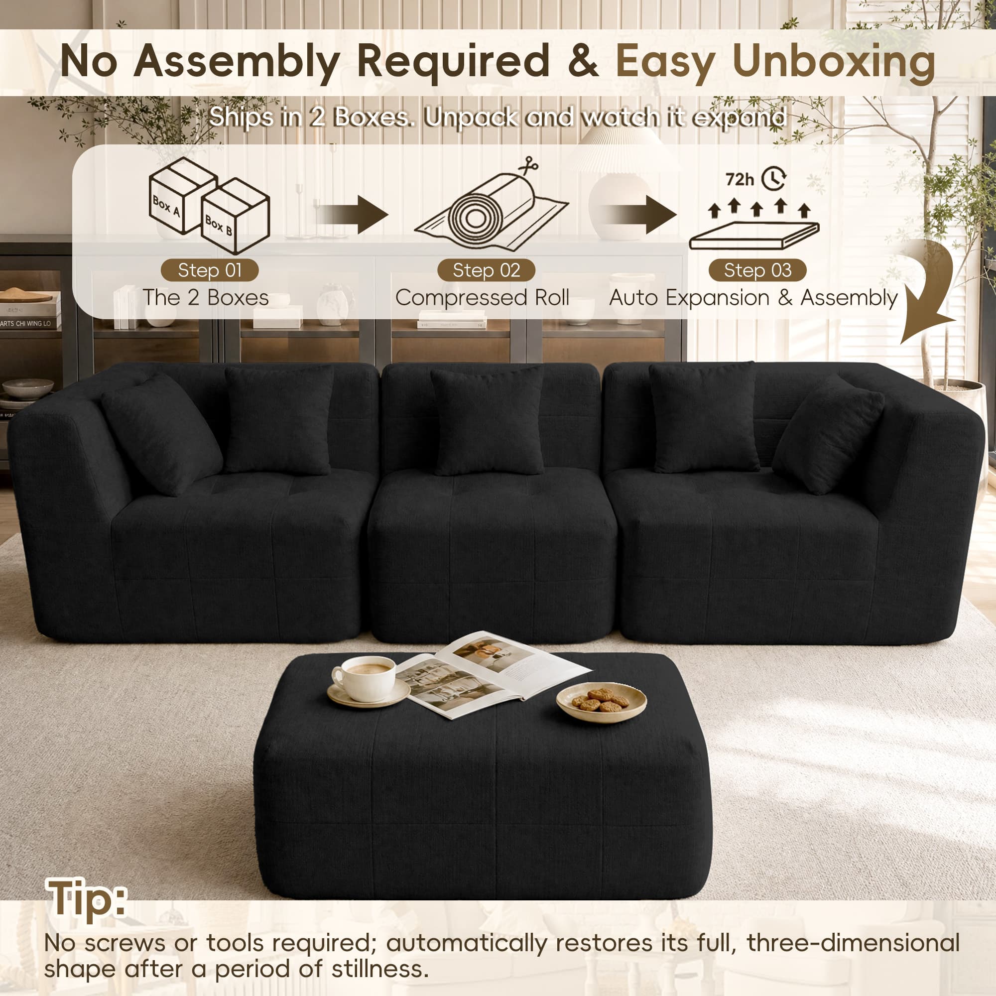 110" Chenille Modular Sectional Sofa