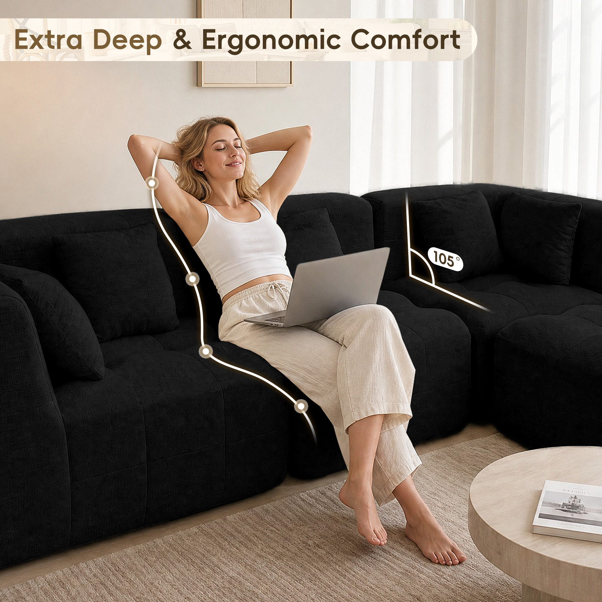 110" Chenille Modular Sectional Sofa