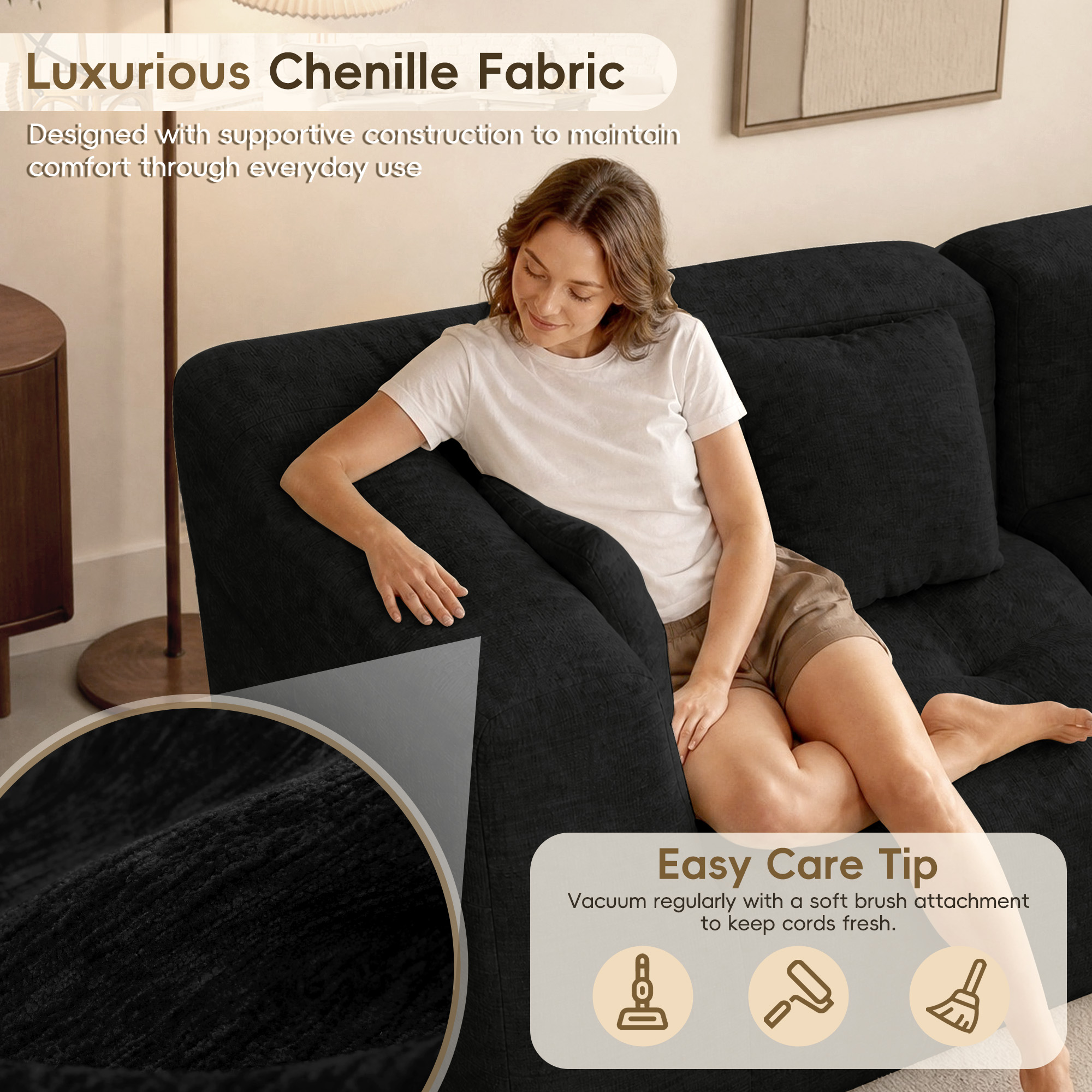 110" Chenille Modular Sectional Sofa