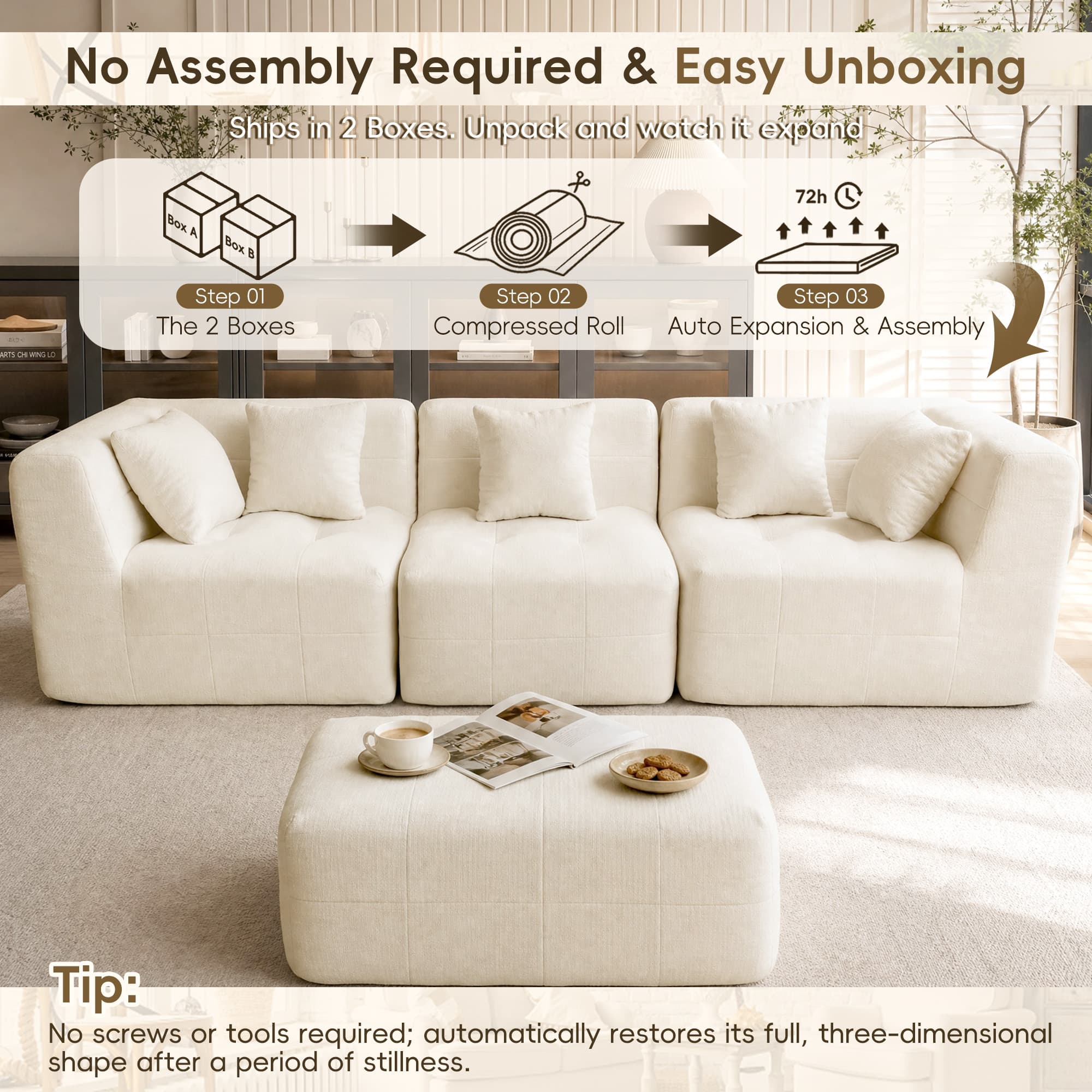 110" Chenille Modular Sectional Sofa