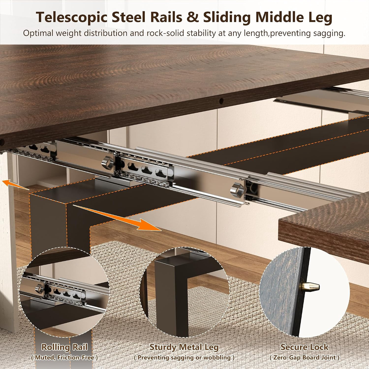 10.2"-101" Extendable Dining Table with Storage Cabinet for 2-10 People, Multifunctional Folding Dining Table