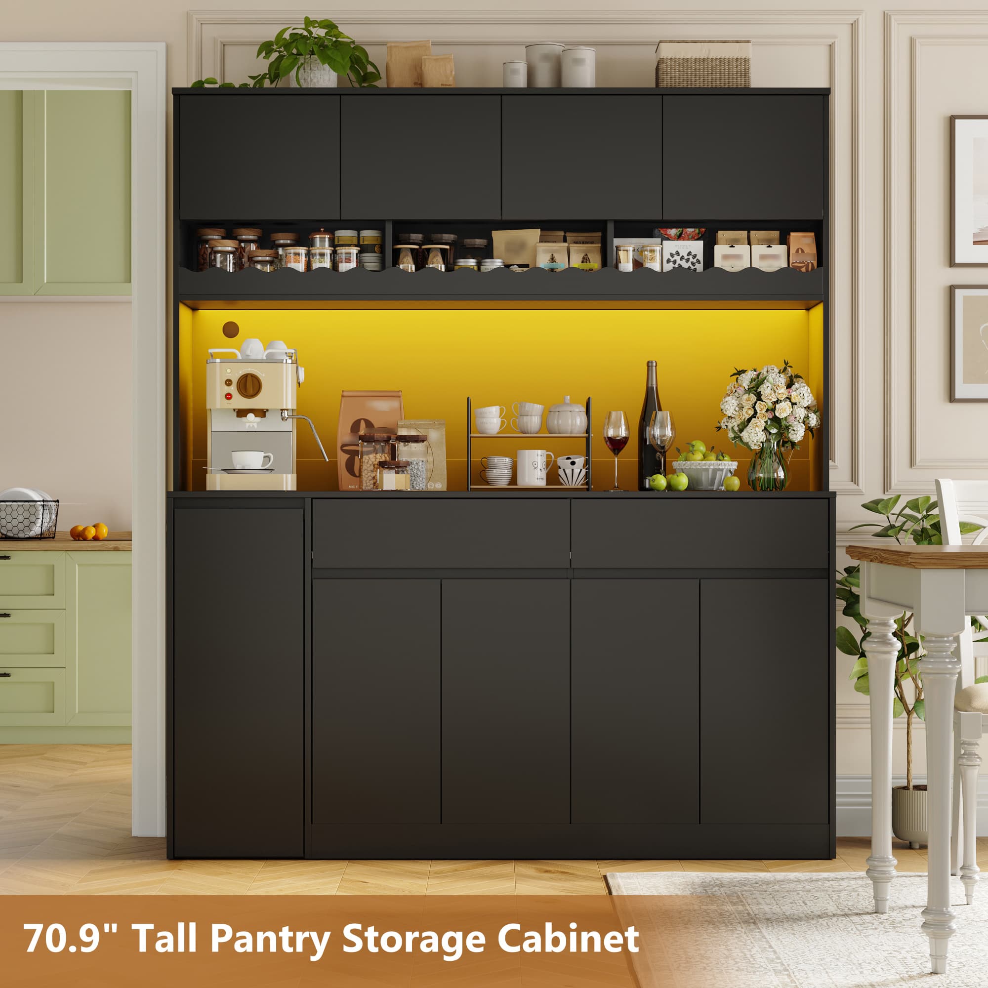 61"W 71"H Large Coffee Bar Cabinet
