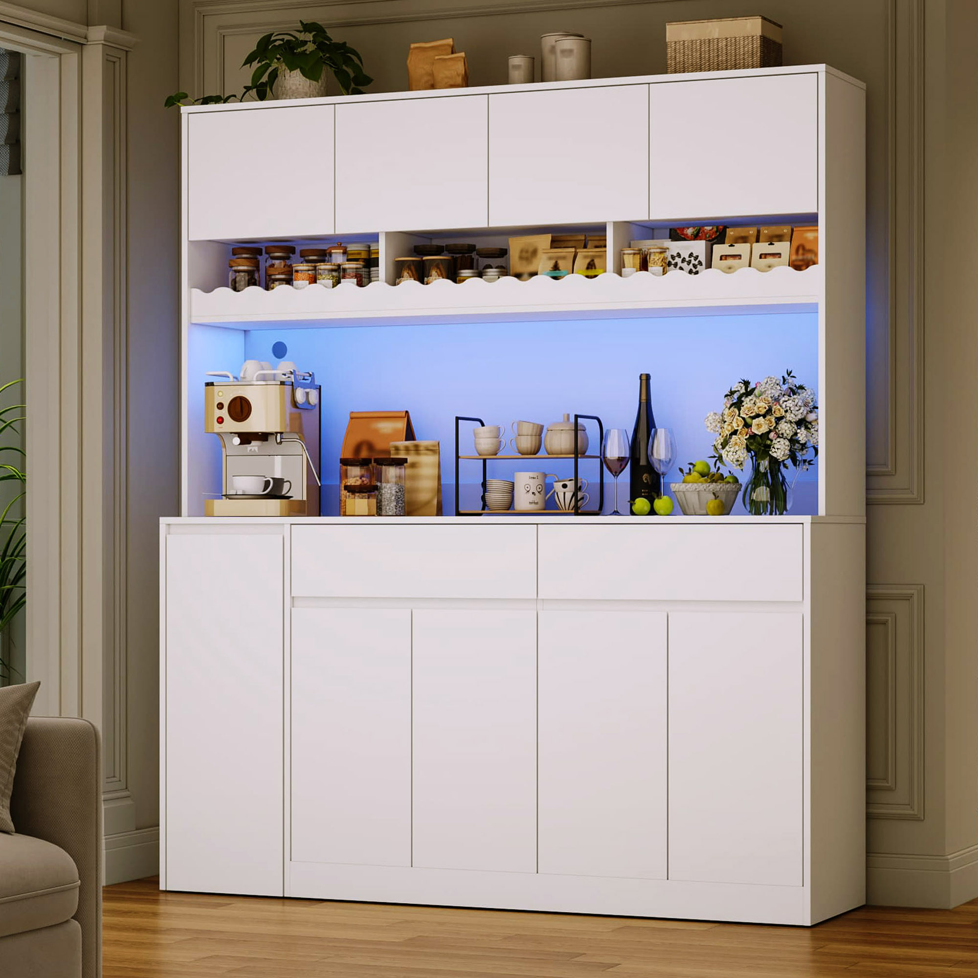 61"W 71"H Large Coffee Bar Cabinet