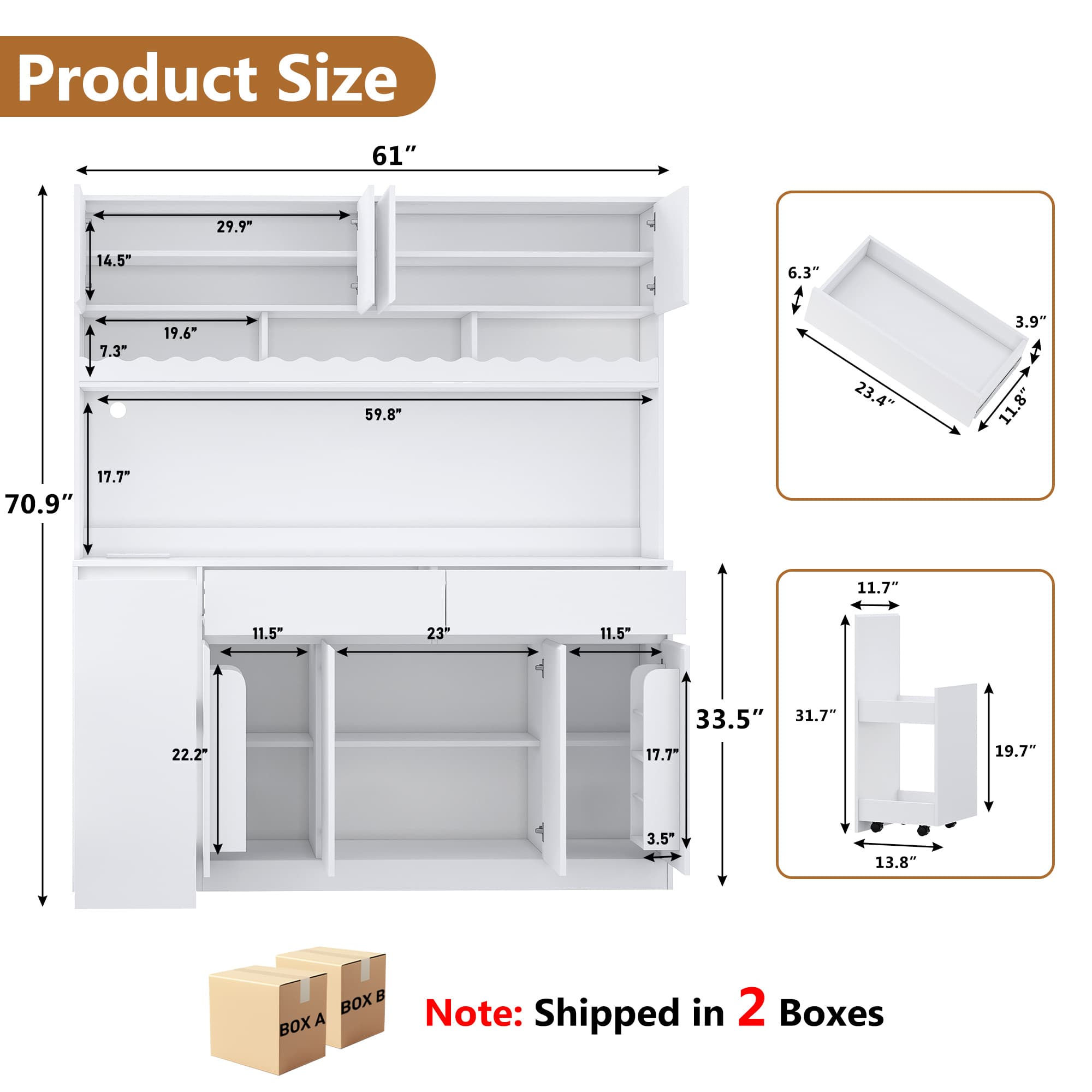 61"W 71"H Large Coffee Bar Cabinet