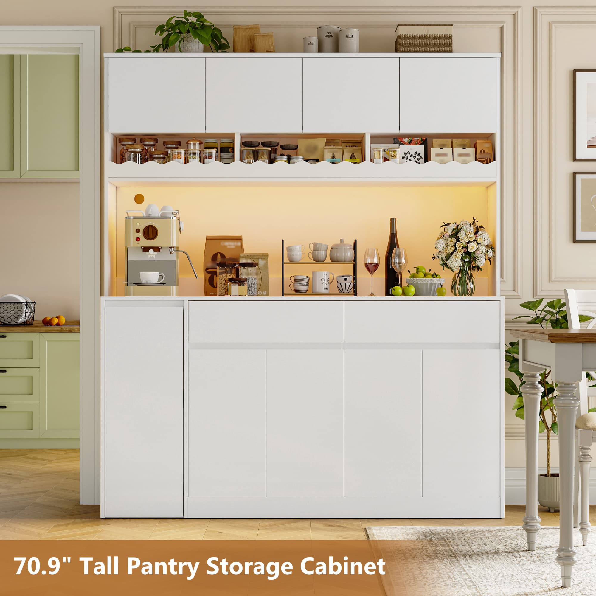 61"W 71"H Large Coffee Bar Cabinet