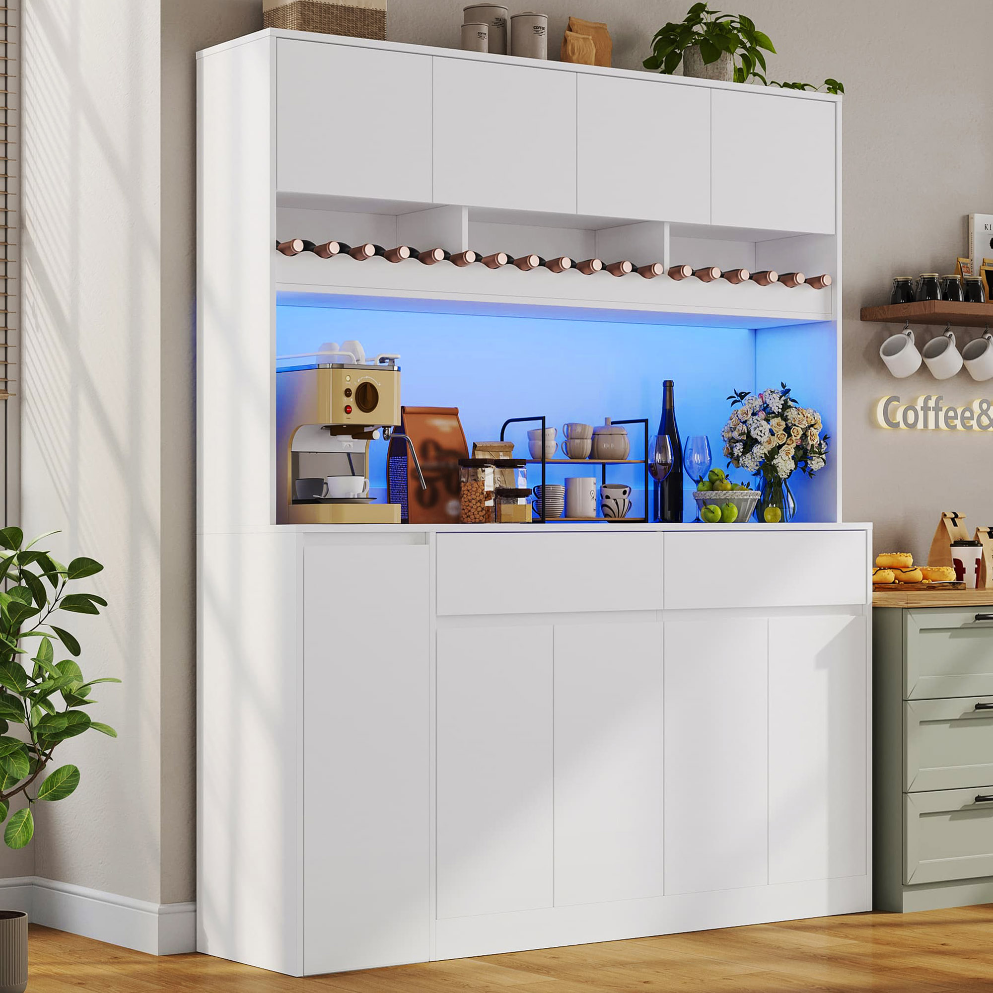 61"W 71"H Large Coffee Bar Cabinet