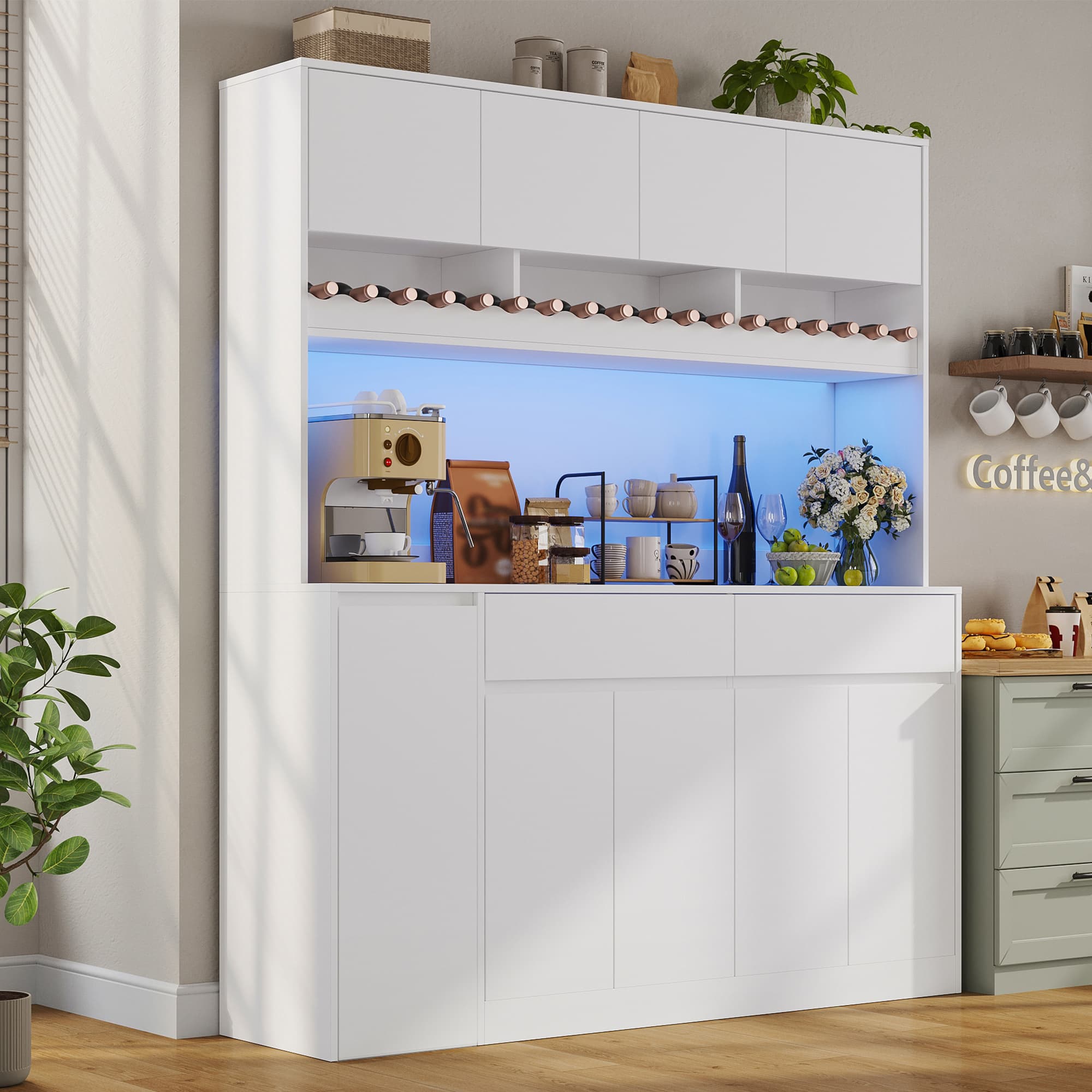 61"W 71"H Large Coffee Bar Cabinet