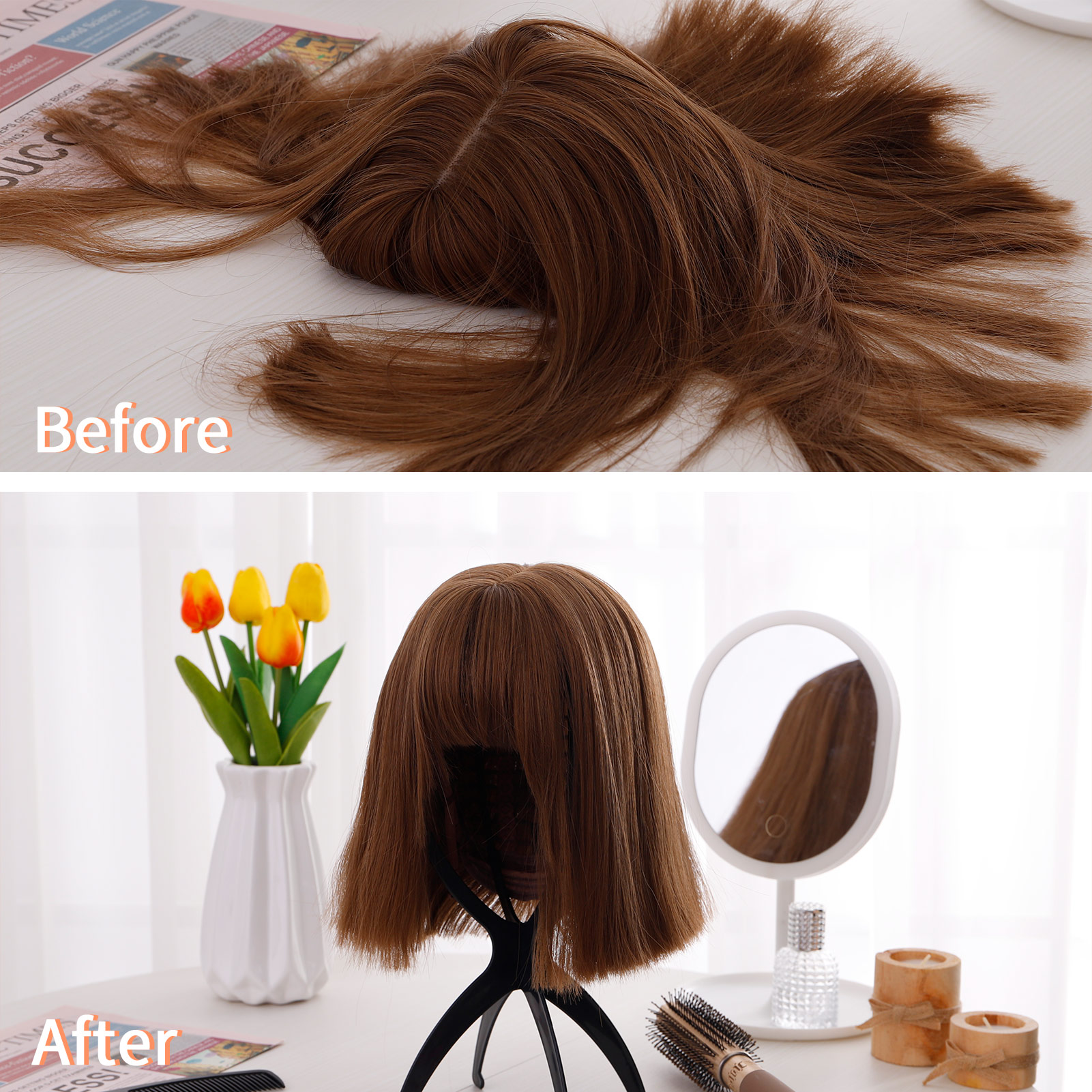 Abaima 3 Pcs Wig Stand Portable,13.4 Inch Collapsible Wig Stand Holder,Durable Black Wig Display Tool Travel Wig Drying Stand for All Wigs and Caps(Black)