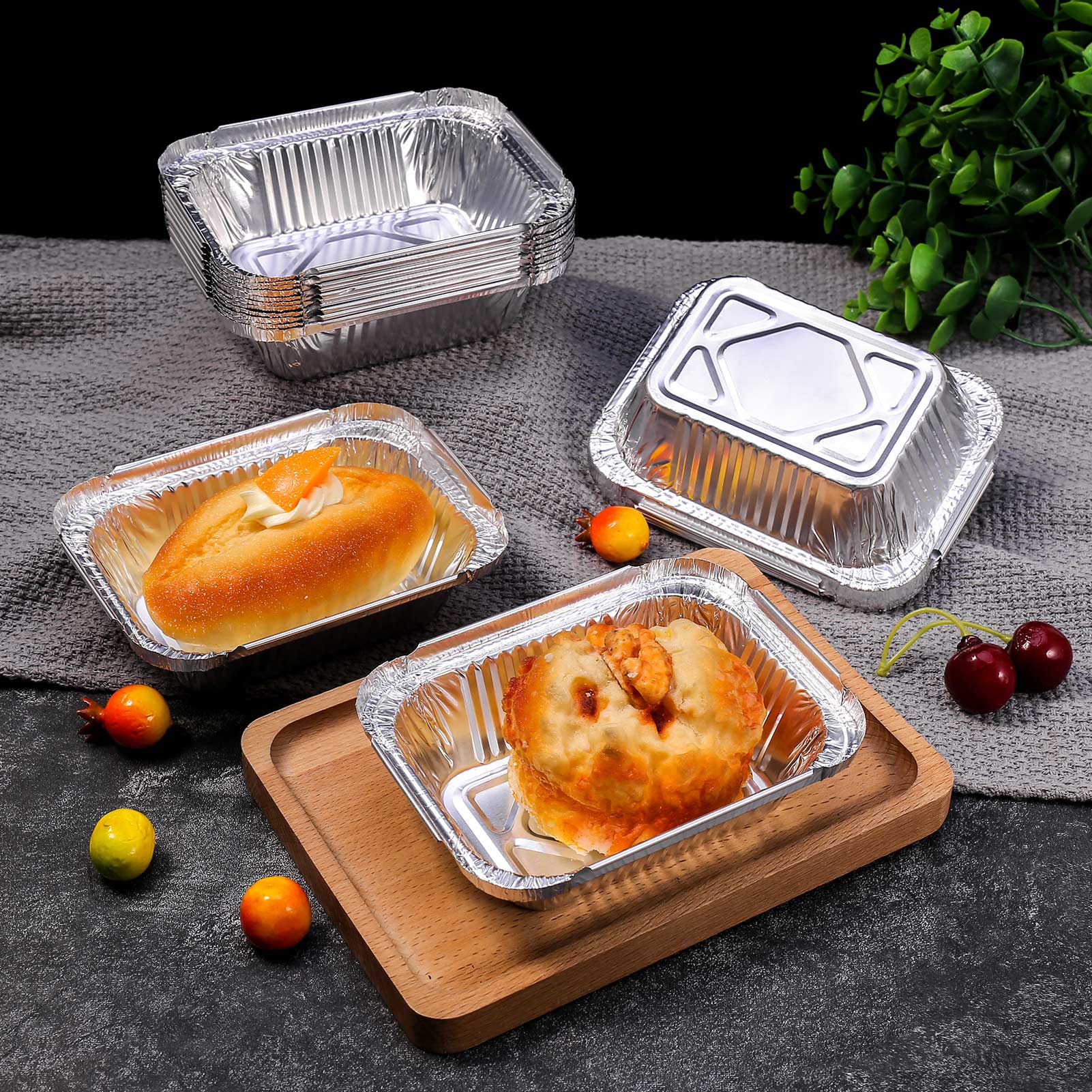 Topekada 40Pack 5 * 4in Small Disposable Aluminum Pan with Lid, 1lb Capacity Aluminum Foil Food Containers with Strong Seal for Carry Out