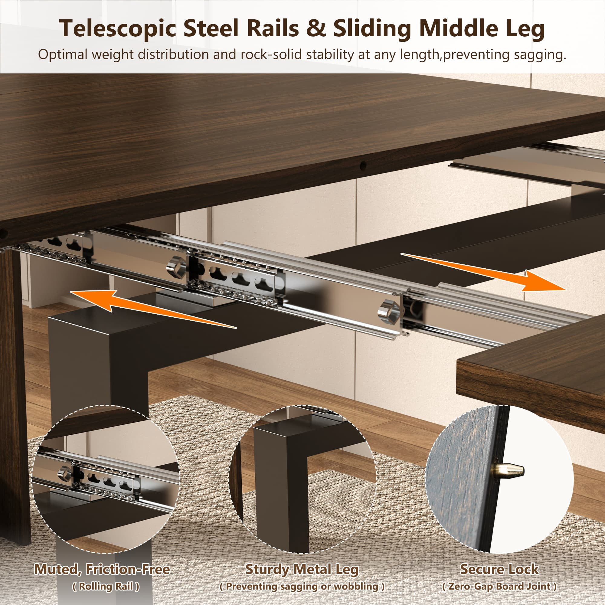 10.2"-101" Extendable Dining Table with Storage Cabinet for 2-10 People, Multifunctional Folding Dining Table