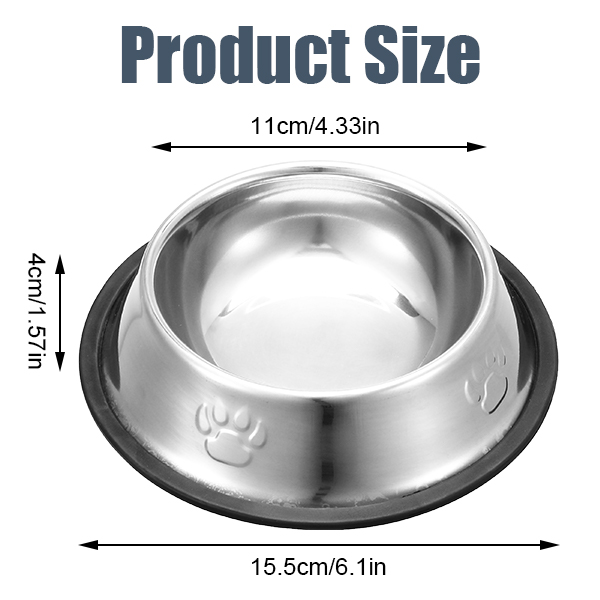 Abaima 3 Pack Stainless Steel Cat Food Bowls, Non Slip Cat Water Bowls, Metal Medium Pet Food Bowls, Non Skid Cute Bowls with Rubber Bottom for Cats
