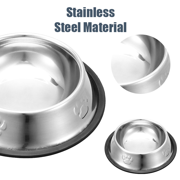 Abaima 3 Pack Stainless Steel Cat Food Bowls, Non Slip Cat Water Bowls, Metal Medium Pet Food Bowls, Non Skid Cute Bowls with Rubber Bottom for Cats