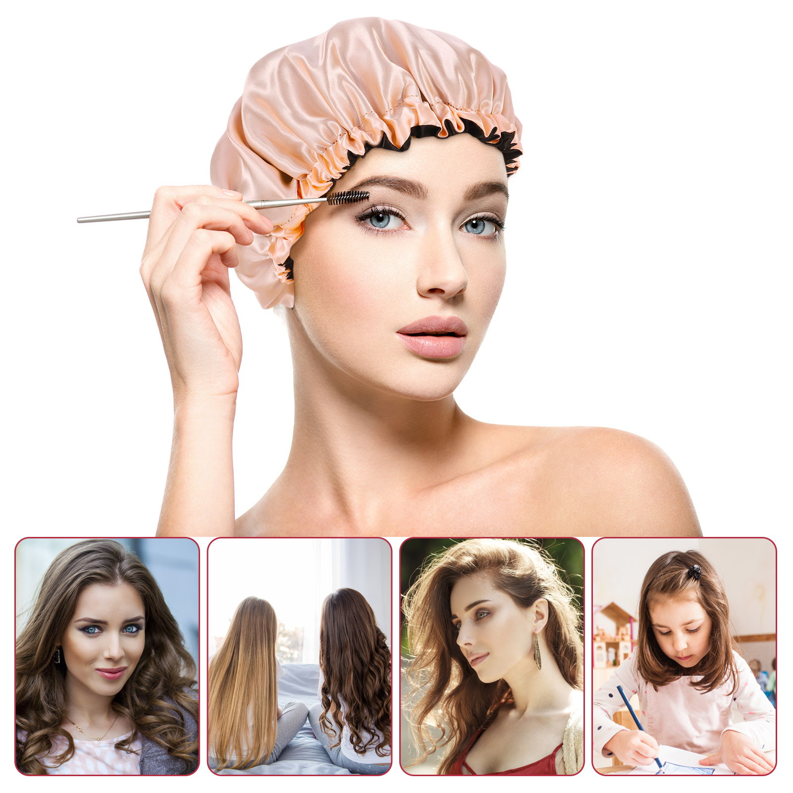 Topekada 2 Pack Satin Bonnet Silk Bonnet for Sleeping,Double Layer Adjustable Satin Bonnet for Natural and Curly Hair Silk Cap Hair Bonnet for Women Girls(Pink+Black)