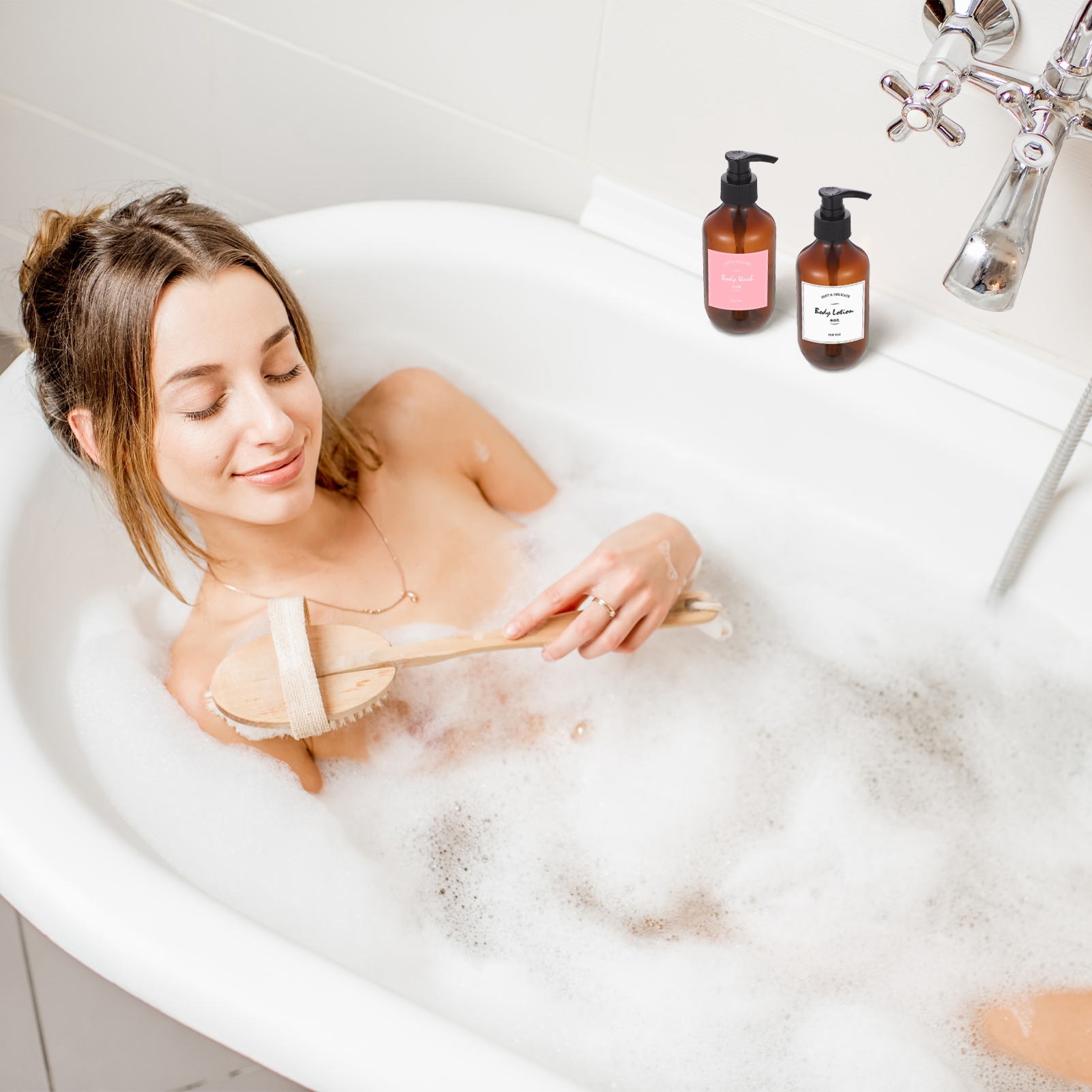 AOWOO 4 Packs Empty Pump Bottles, 16.9oz /500ml Shampoo Bottle Dispenser, Refillable Shampoo Bottles with Stickers Funnel, Reusable Squeeze Lotion Dispenser for Liquid Soap Bathroom