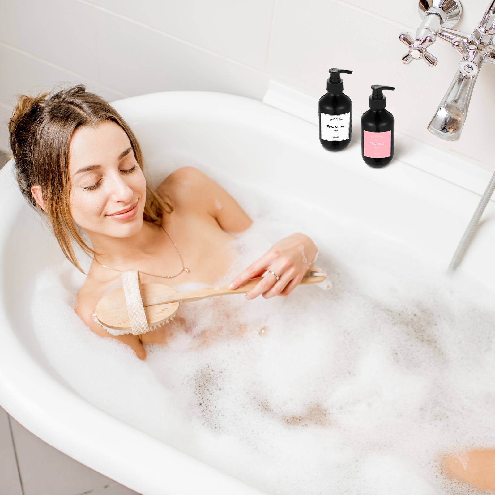 AOWOO 4 Packs Empty Pump Bottles, 16.9oz /500ml Shampoo Bottle Dispenser, Refillable Shampoo Bottles with Stickers Funnel, Reusable Squeeze Lotion Dispenser for Liquid Soap Bathroom