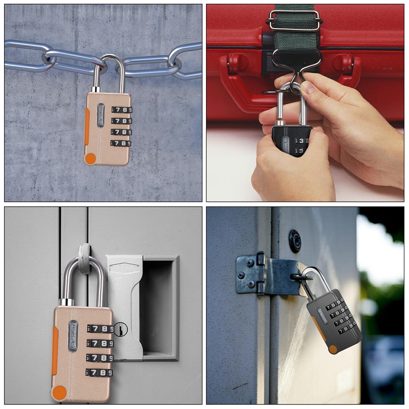AOWOO 3 Pcs 4 Digit Small Combination Locks, Zinc Alloy Combination Lock Outdoor, Resettable Sport Padlock, Multifunctional Waterproof Password Padlock for Gym, Fence, Staff Locker