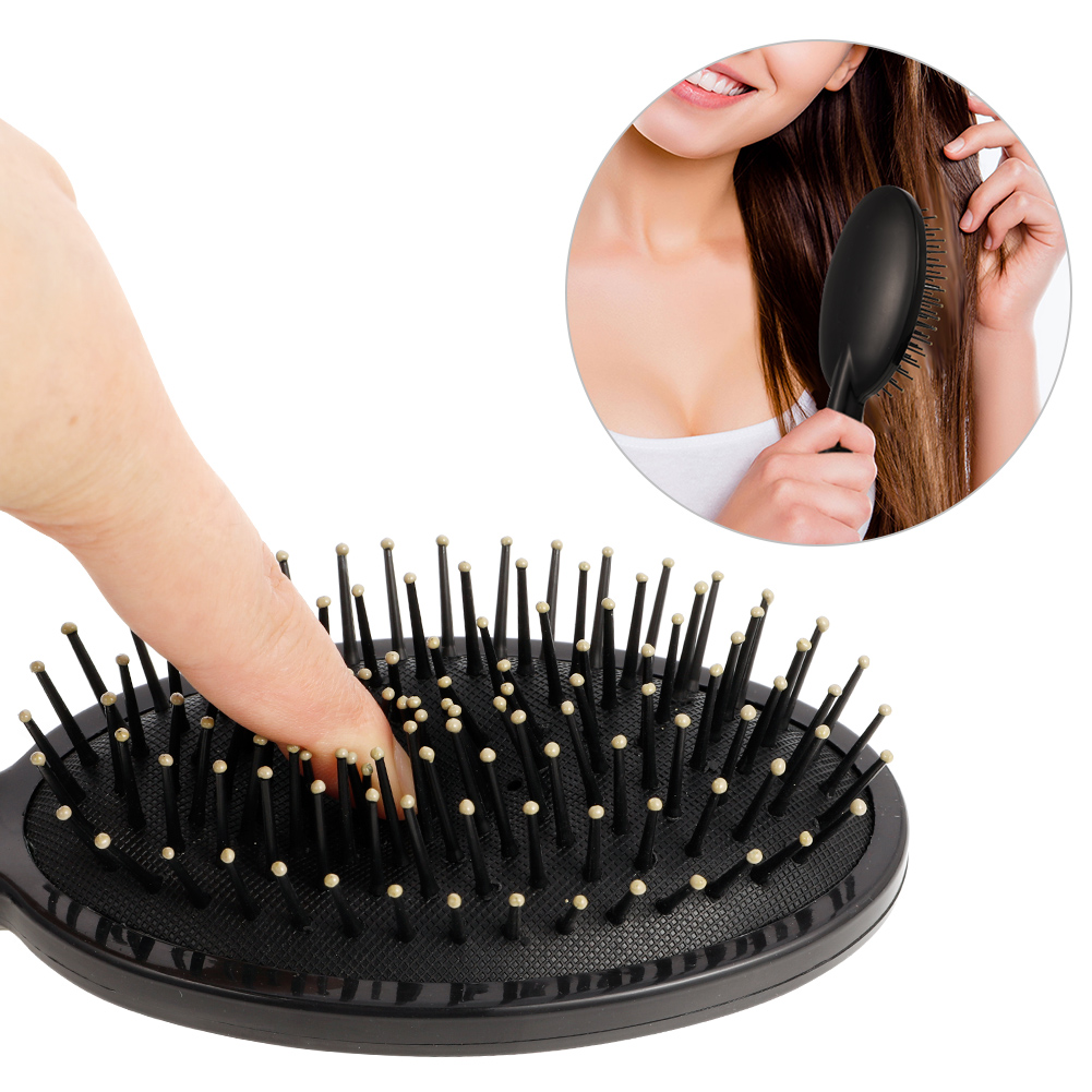 Topekada 5 Pcs Paddle Hair Brush Comb Set,Detangling Hairbrush Anti Static Massage Oval Comb Hair Styling Tools for Women Men Kid All Wet or Dry Hair(Black), round